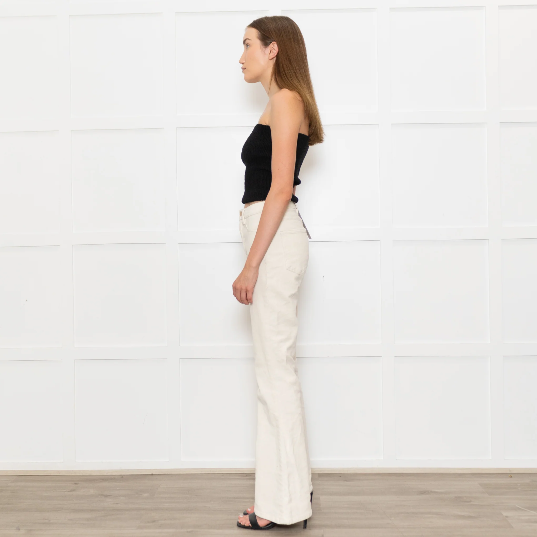 DL1961 Cream Corduroy Flared Trousers - Image 4
