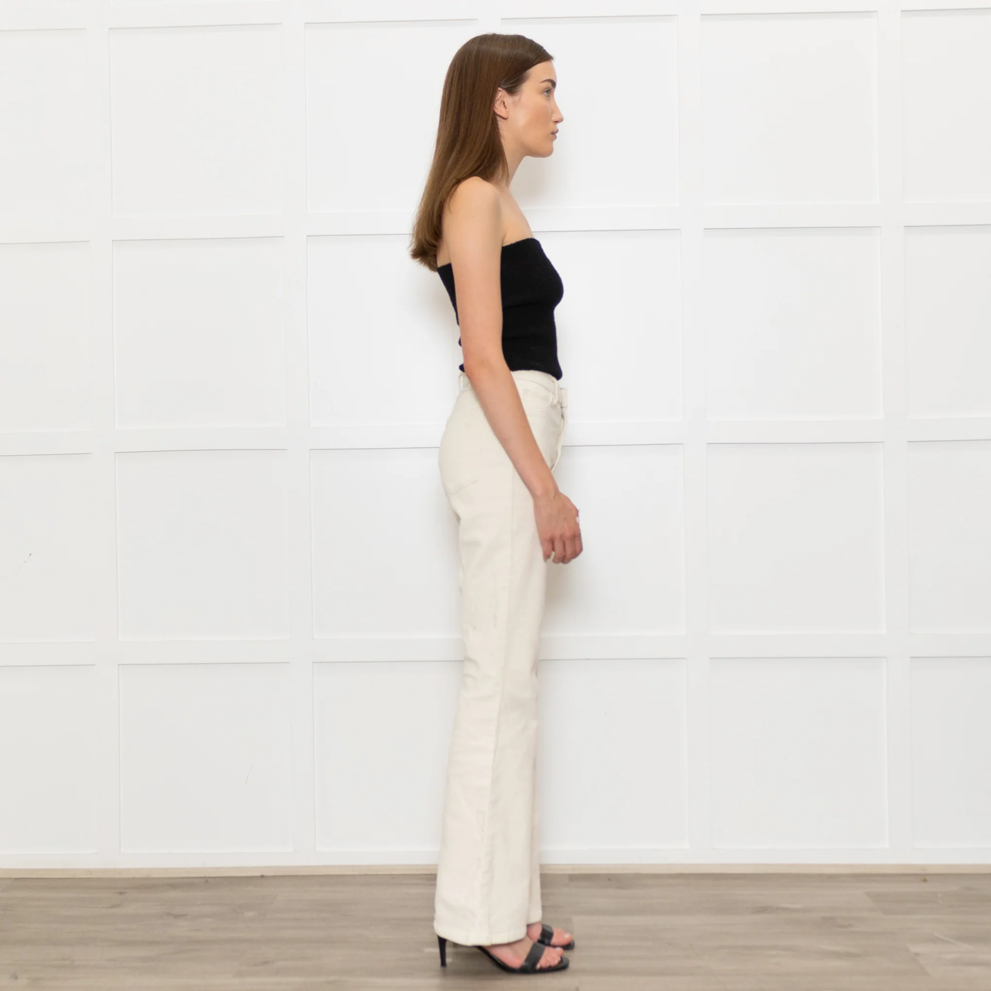 DL1961 Cream Corduroy Flared Trousers - Image 6