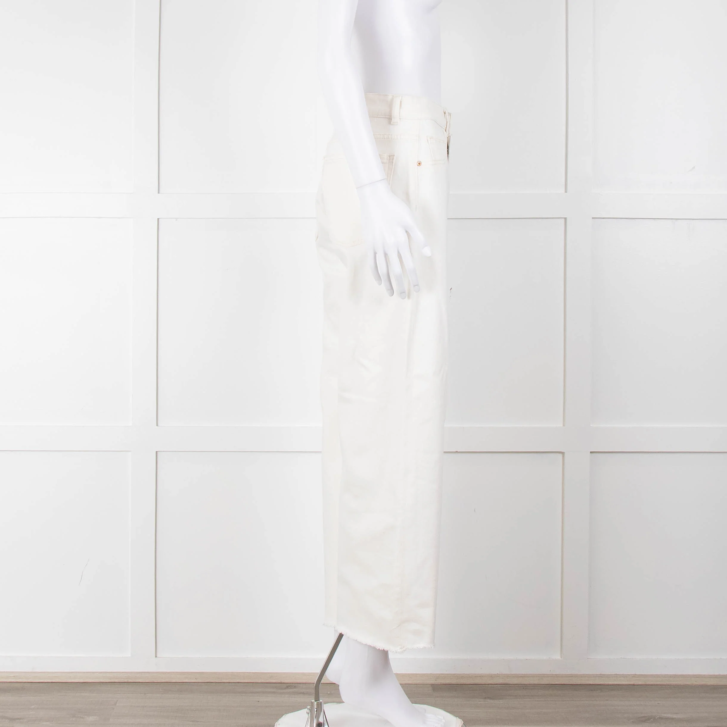 DL1961 Cream Hepburn Wide Leg Jeans - Image 3