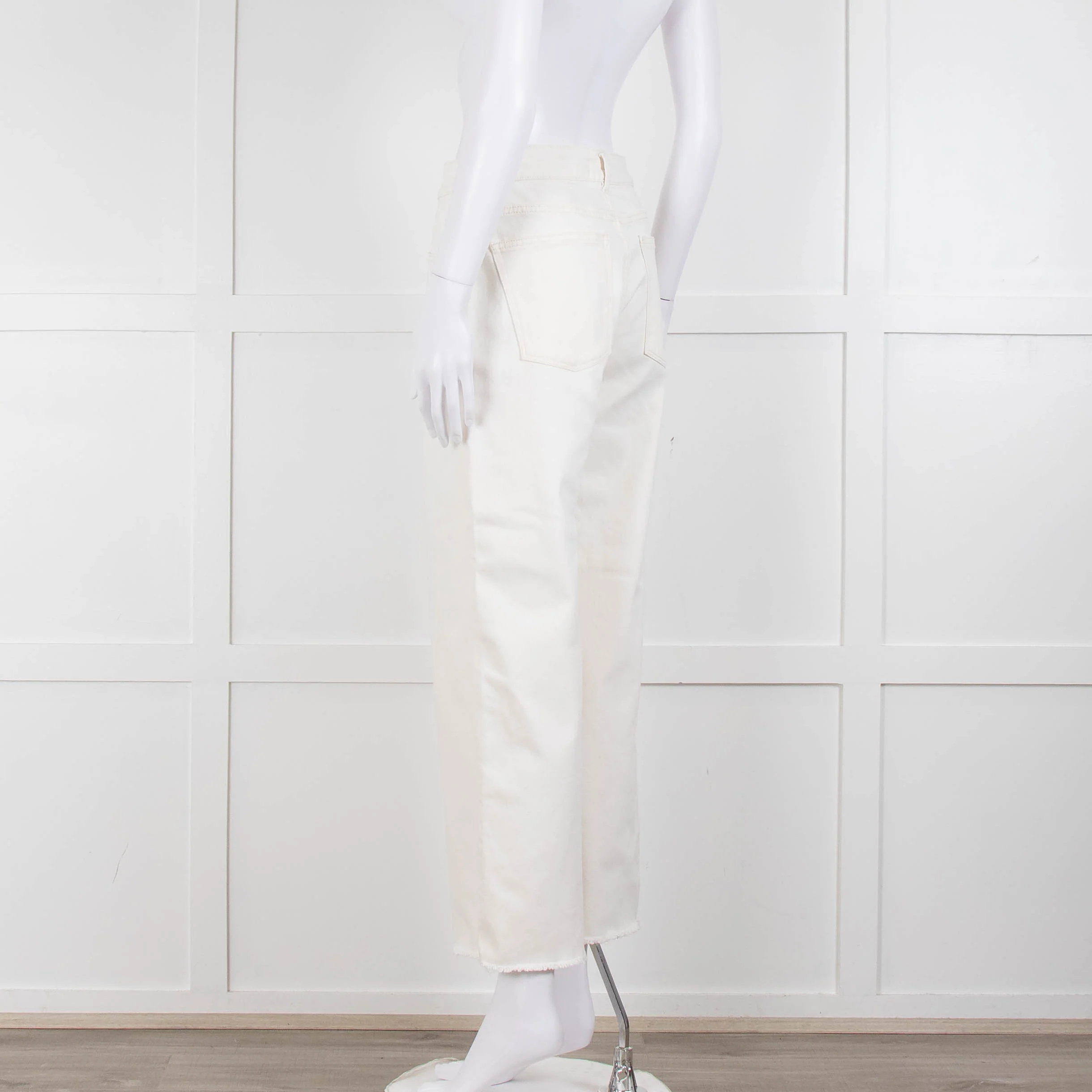 DL1961 Cream Hepburn Wide Leg Jeans - Image 6