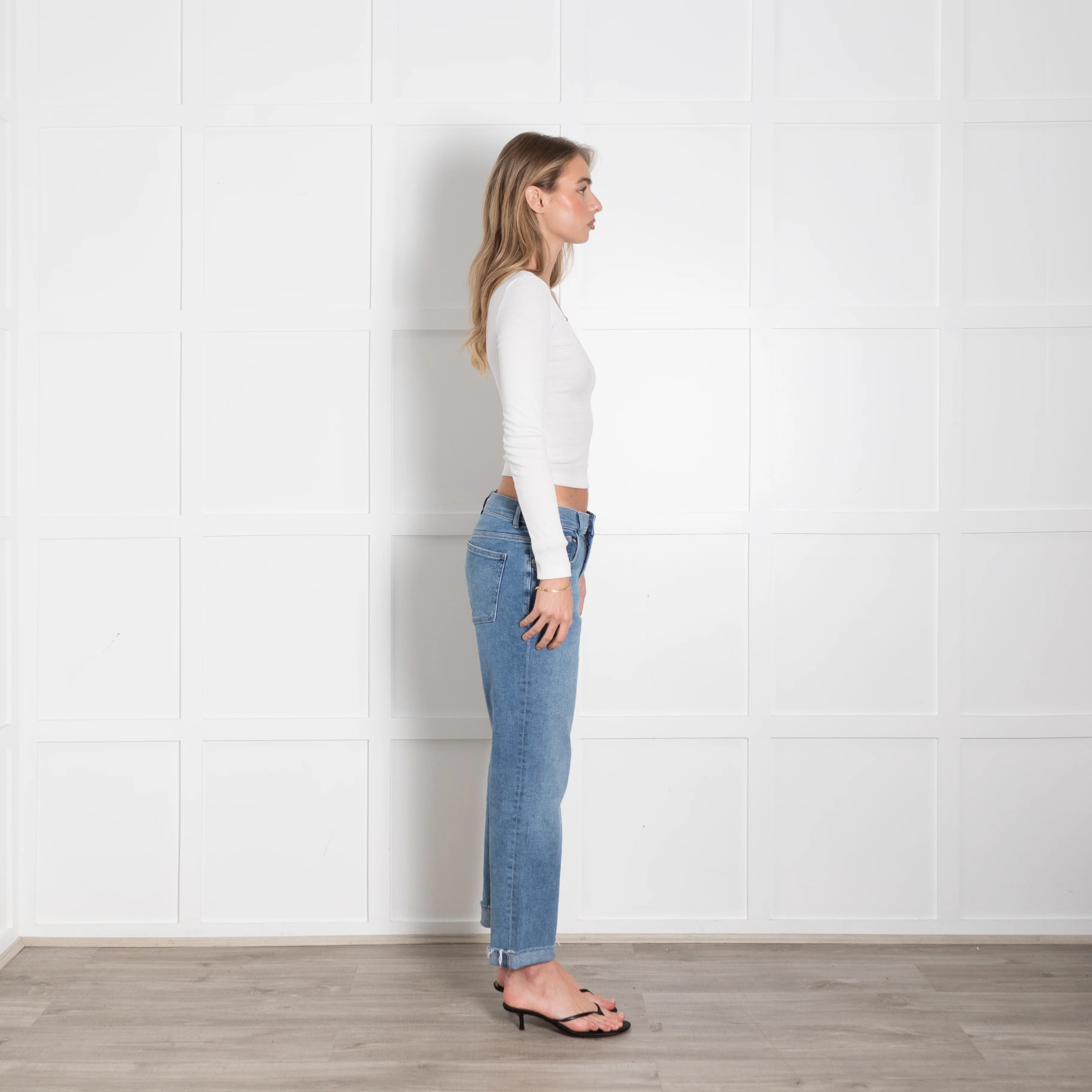 DL1961 Pale Denim Patti Jeans Freyed Hem - Image 6