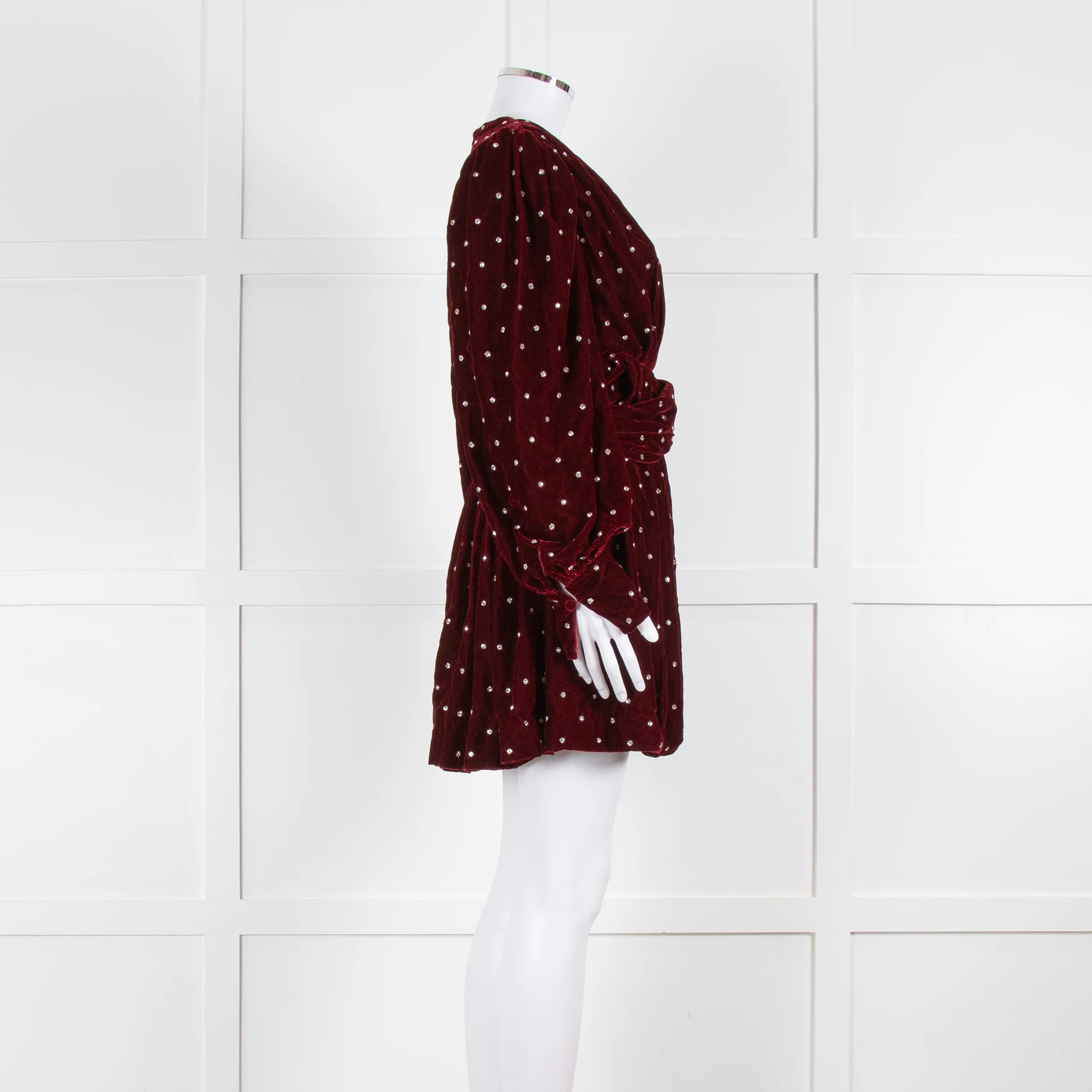 Dodo Bar Or Burgundy Red Velvet Crystal Embellished Mini Dress - Image 2