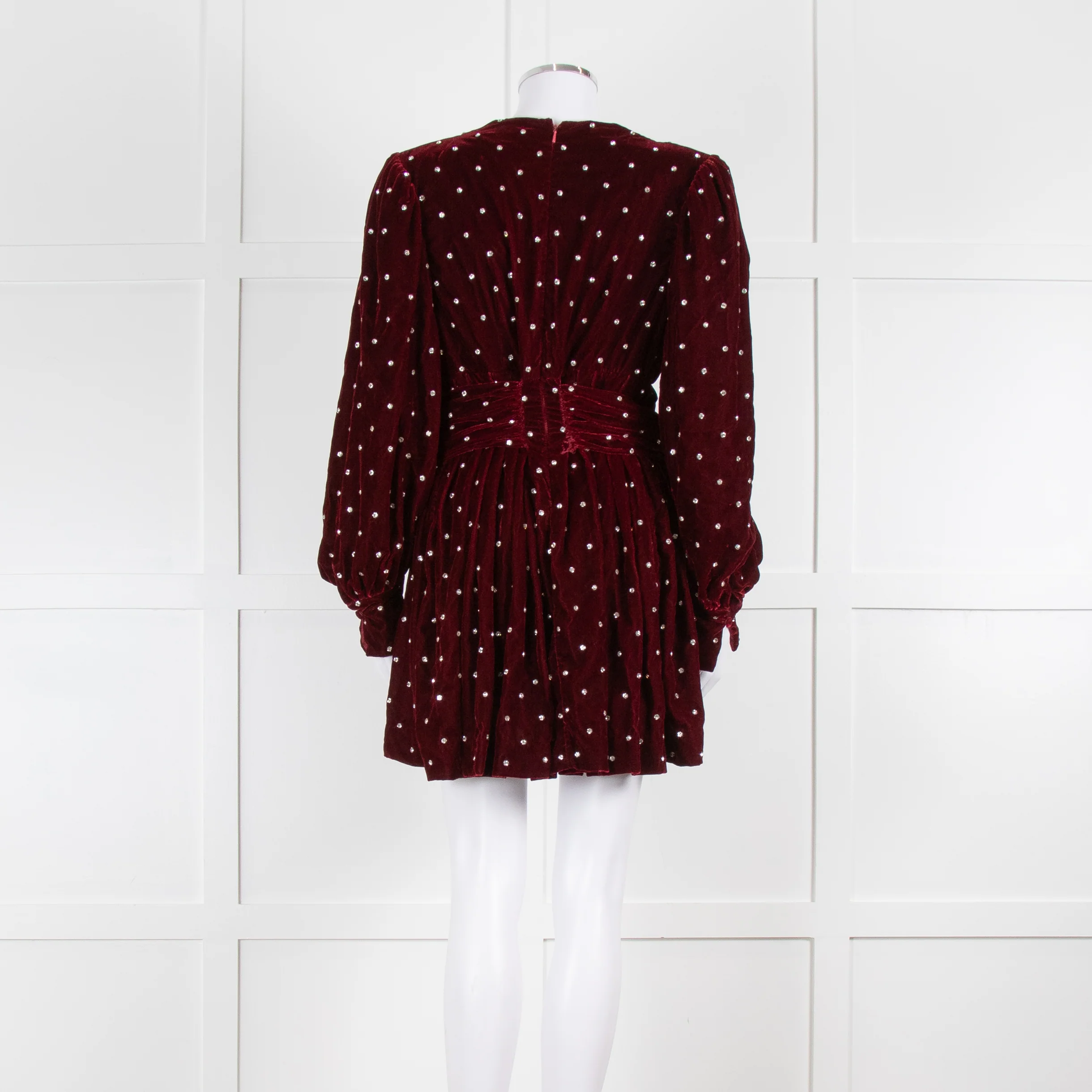 Dodo Bar Or Burgundy Red Velvet Crystal Embellished Mini Dress - Image 3