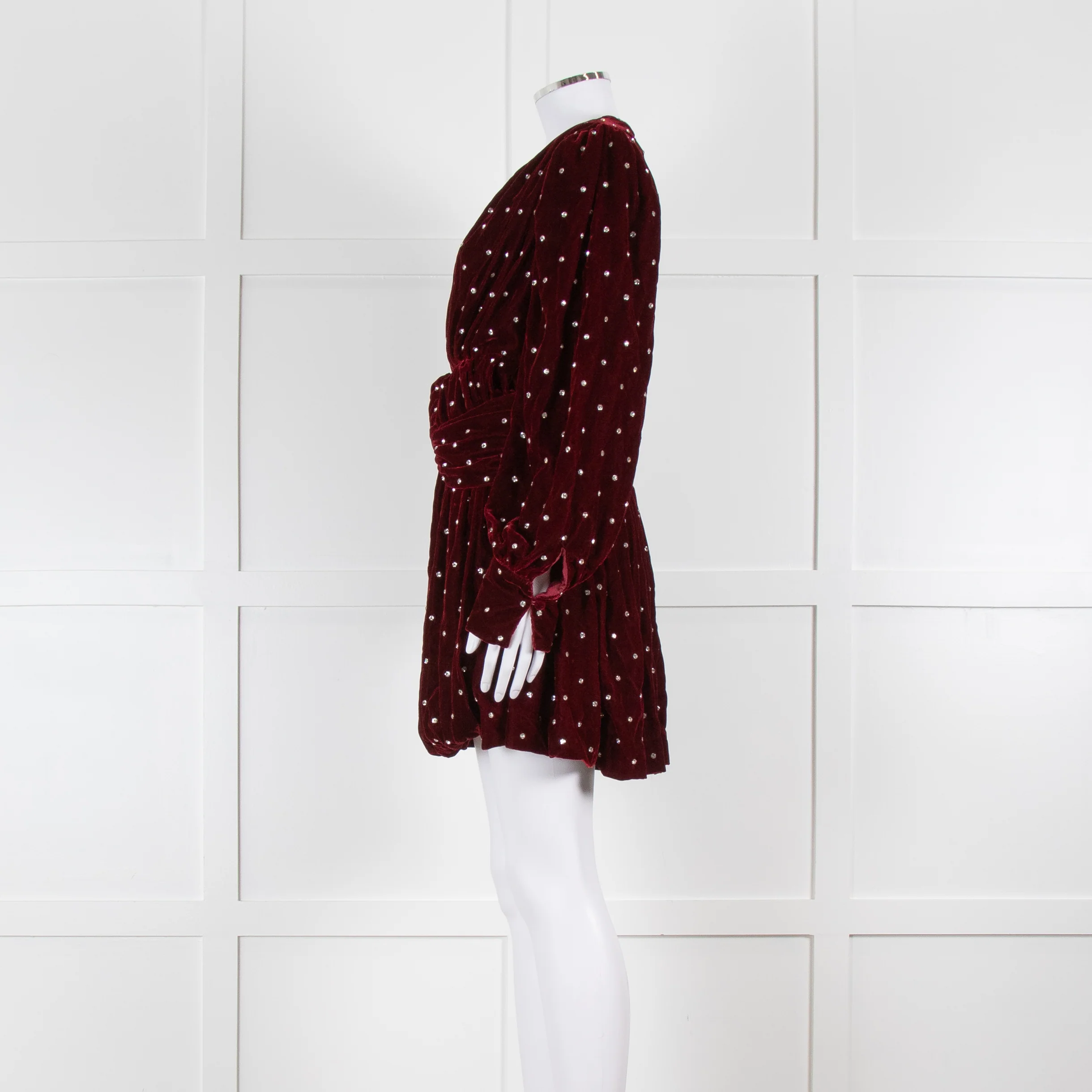 Dodo Bar Or Burgundy Red Velvet Crystal Embellished Mini Dress - Image 4