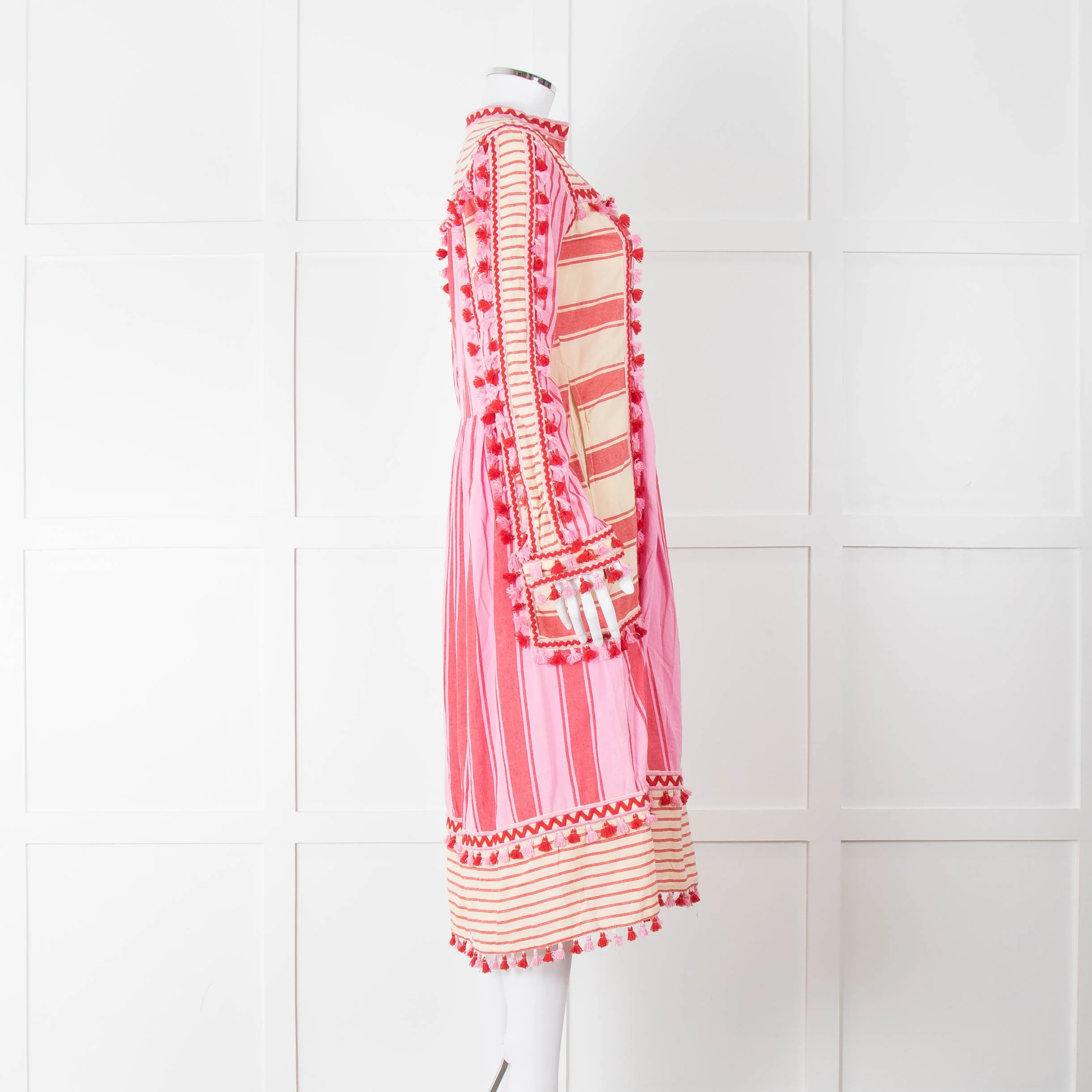 Dodo Bar Or Pink and Cream Tassle Midi Dress - Image 3