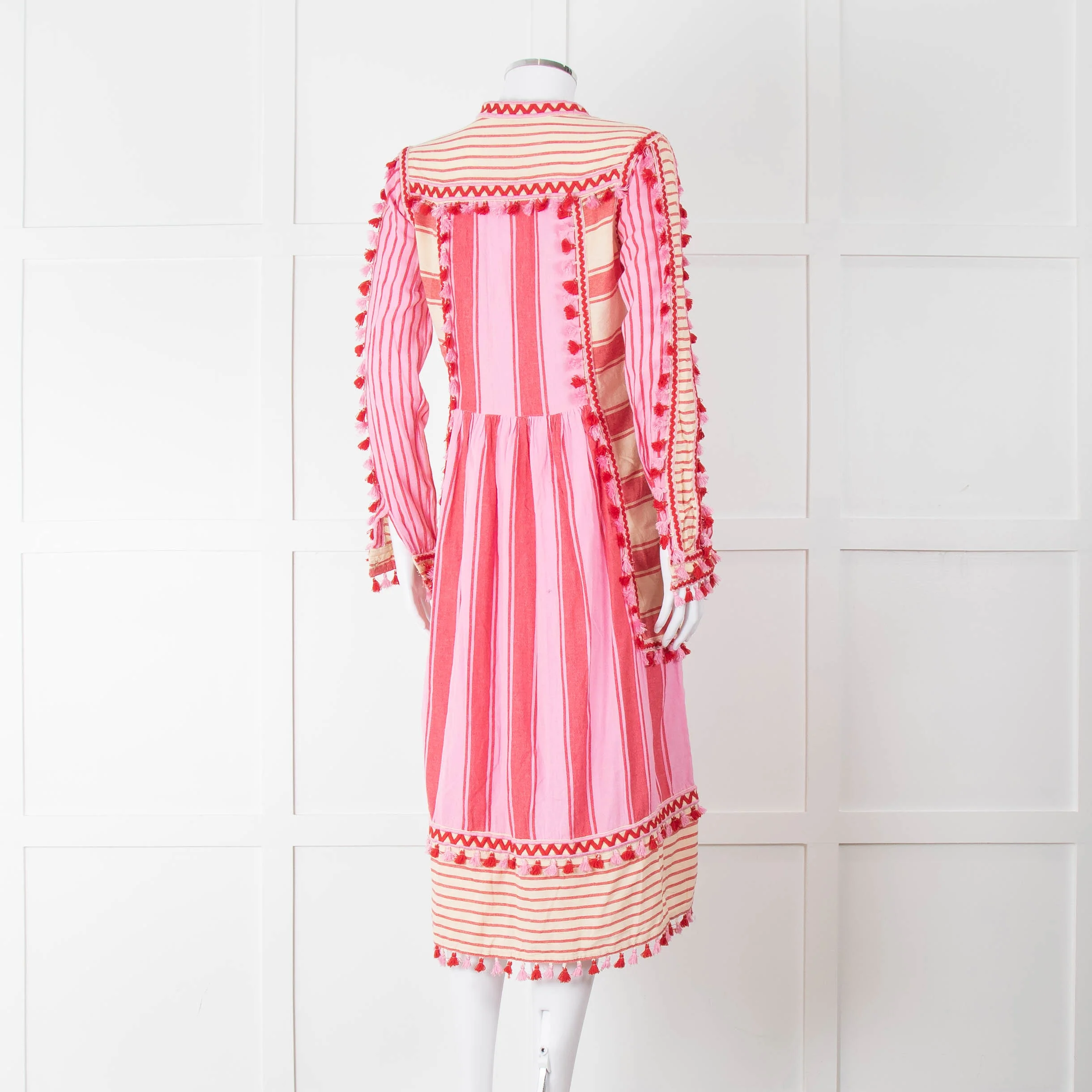 Dodo Bar Or Pink and Cream Tassle Midi Dress - Image 4