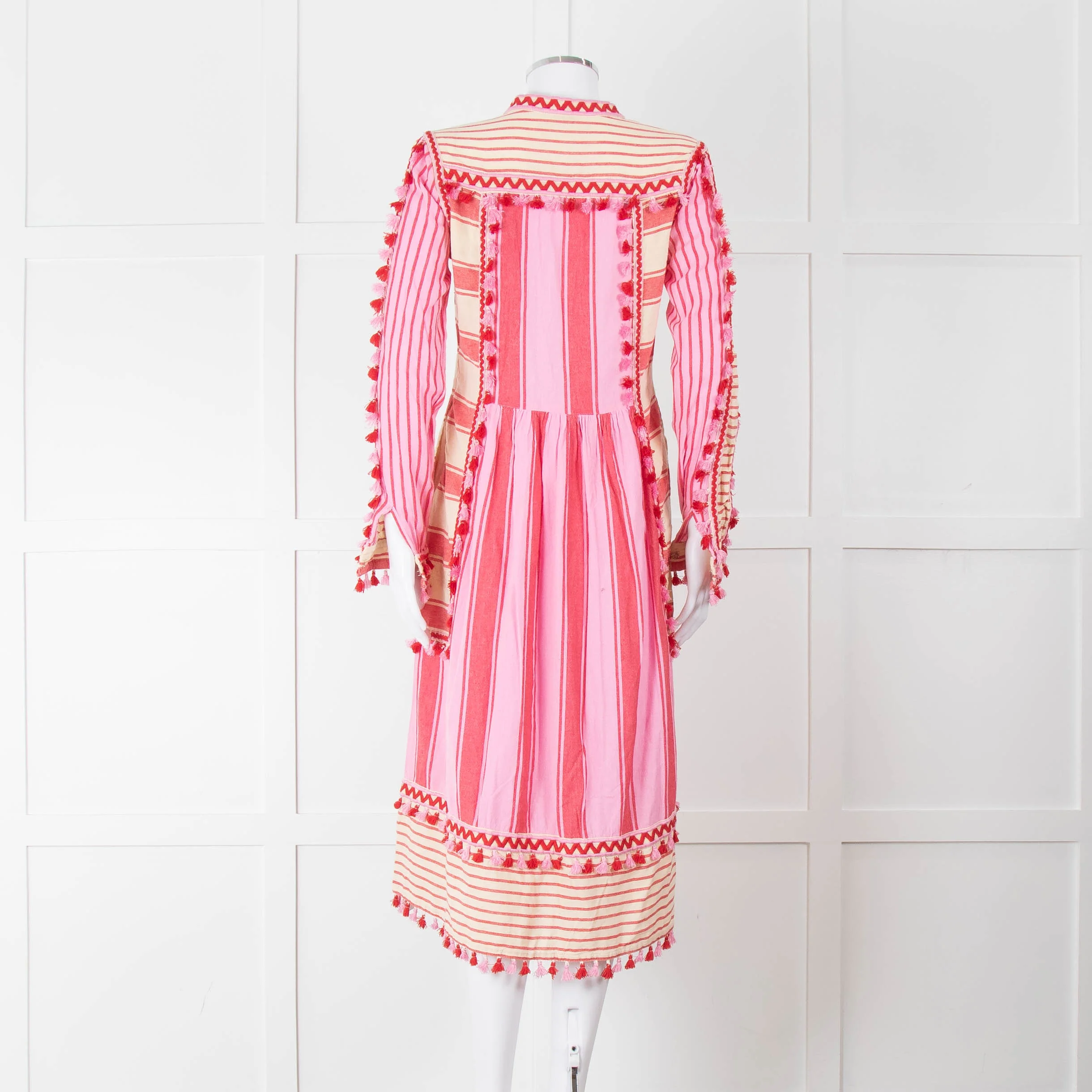 Dodo Bar Or Pink and Cream Tassle Midi Dress - Image 5