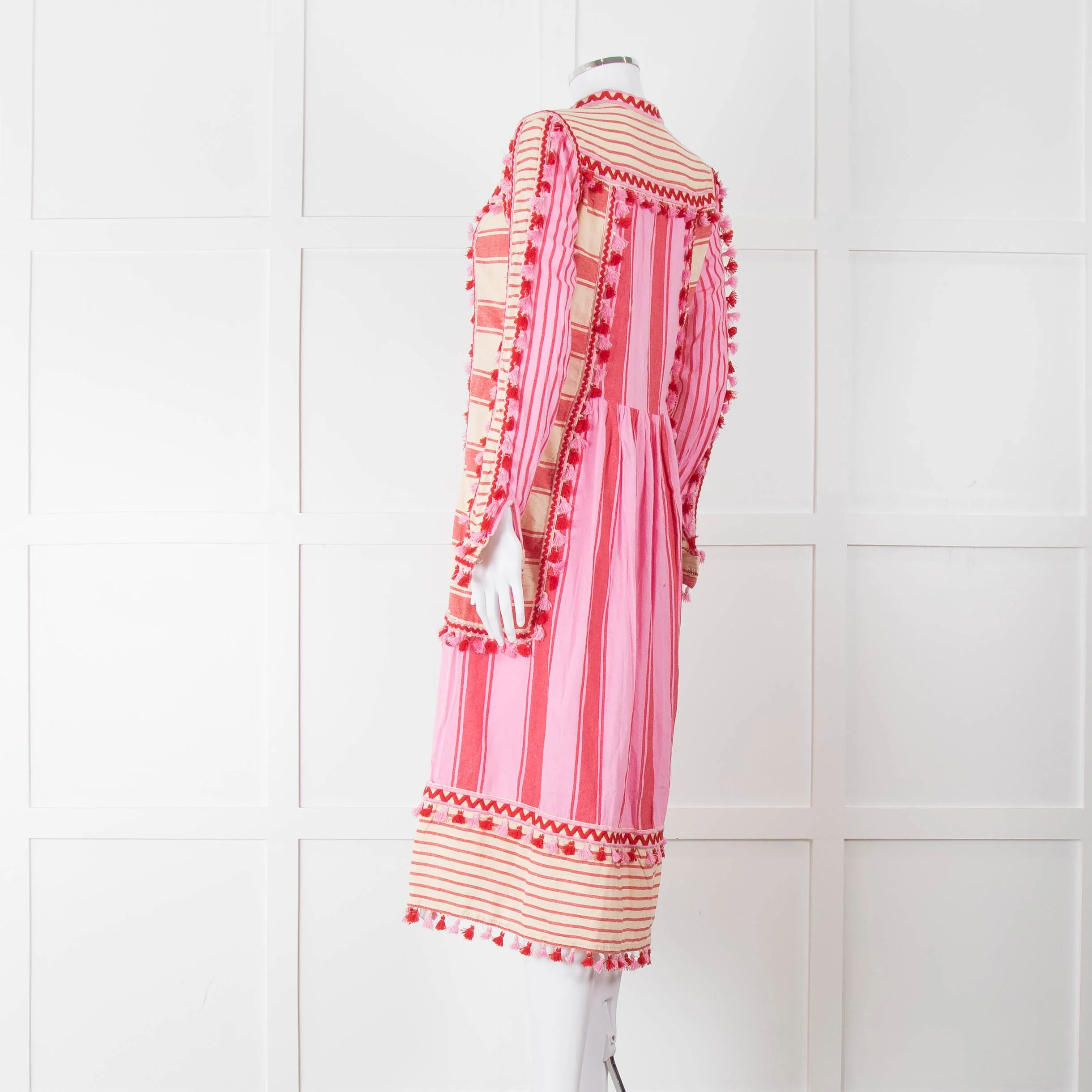 Dodo Bar Or Pink and Cream Tassle Midi Dress - Image 6