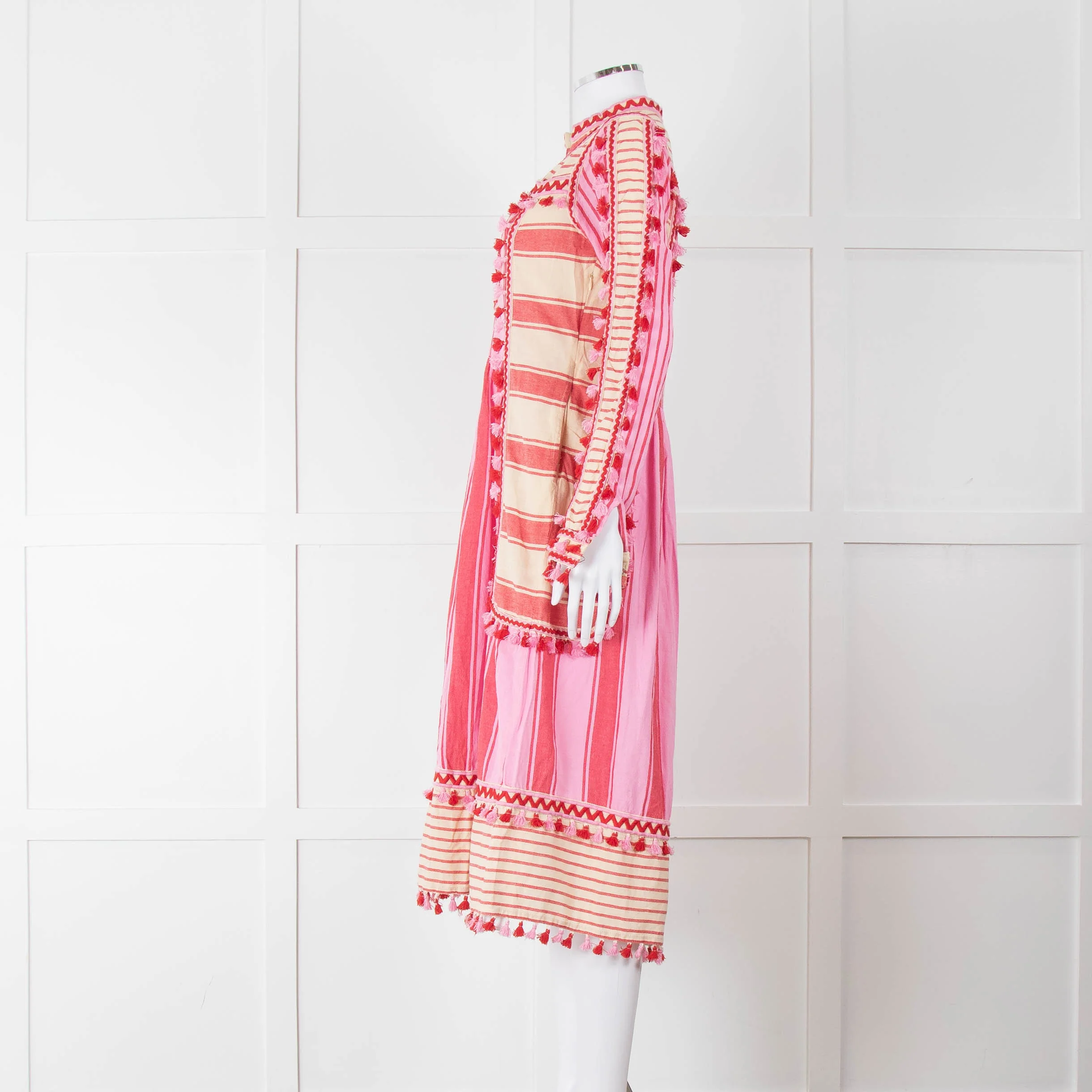 Dodo Bar Or Pink and Cream Tassle Midi Dress - Image 7