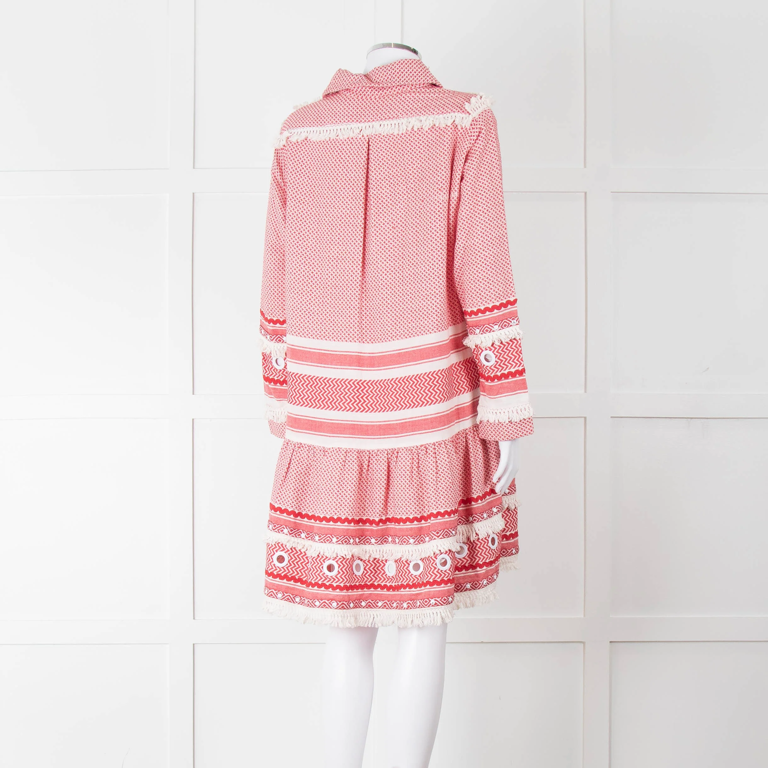 Dodo Bar Or Red Cotton Tie Front Midi Dress - Image 4