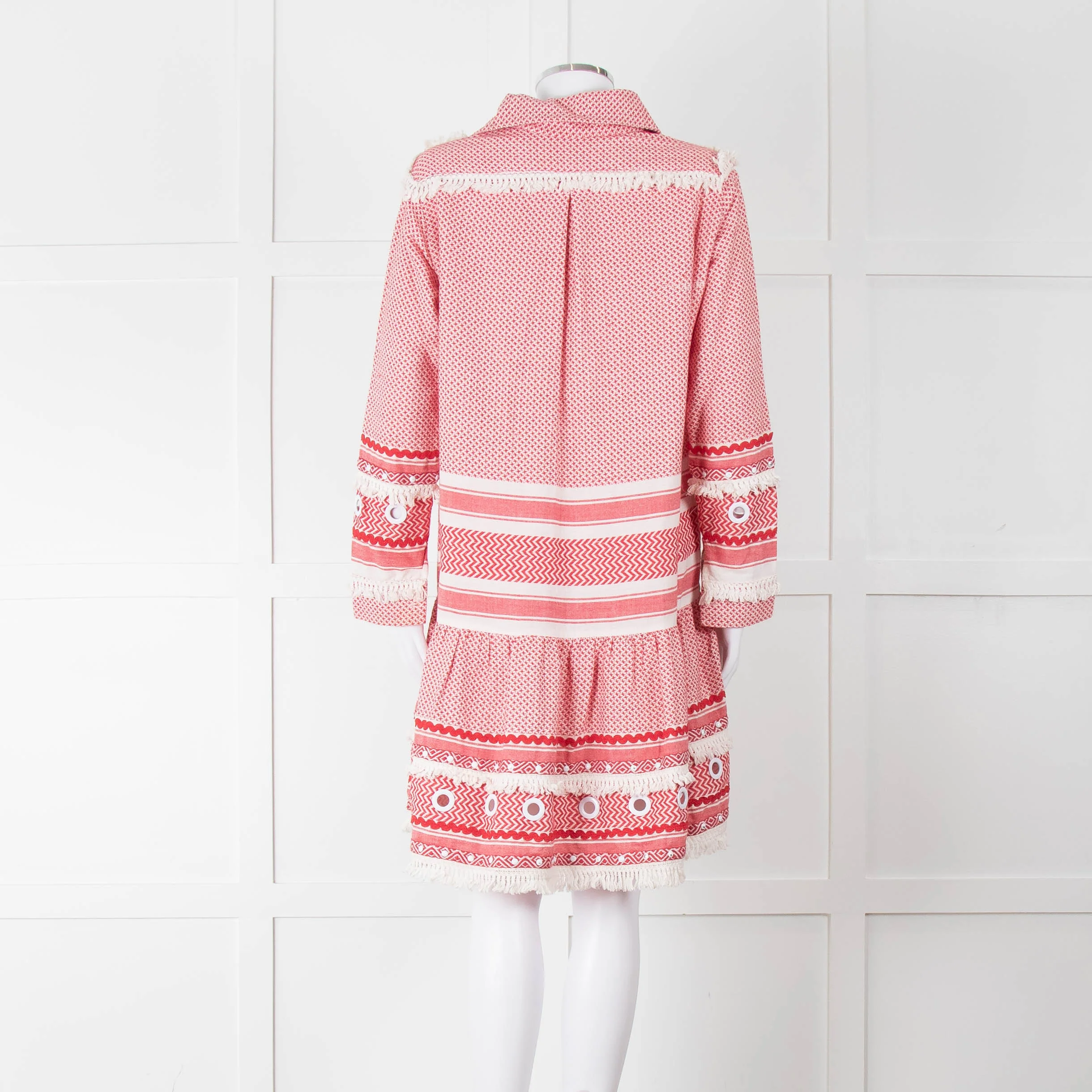 Dodo Bar Or Red Cotton Tie Front Midi Dress - Image 5