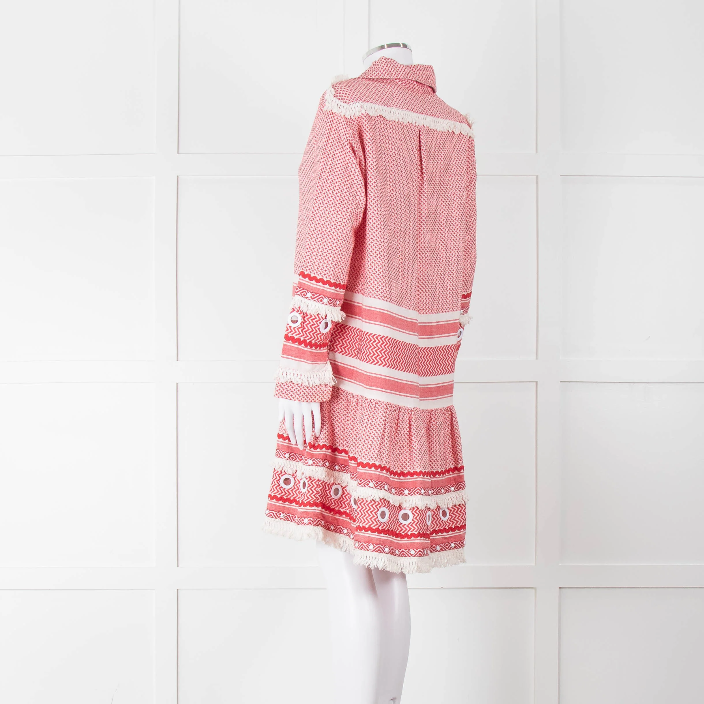 Dodo Bar Or Red Cotton Tie Front Midi Dress - Image 6