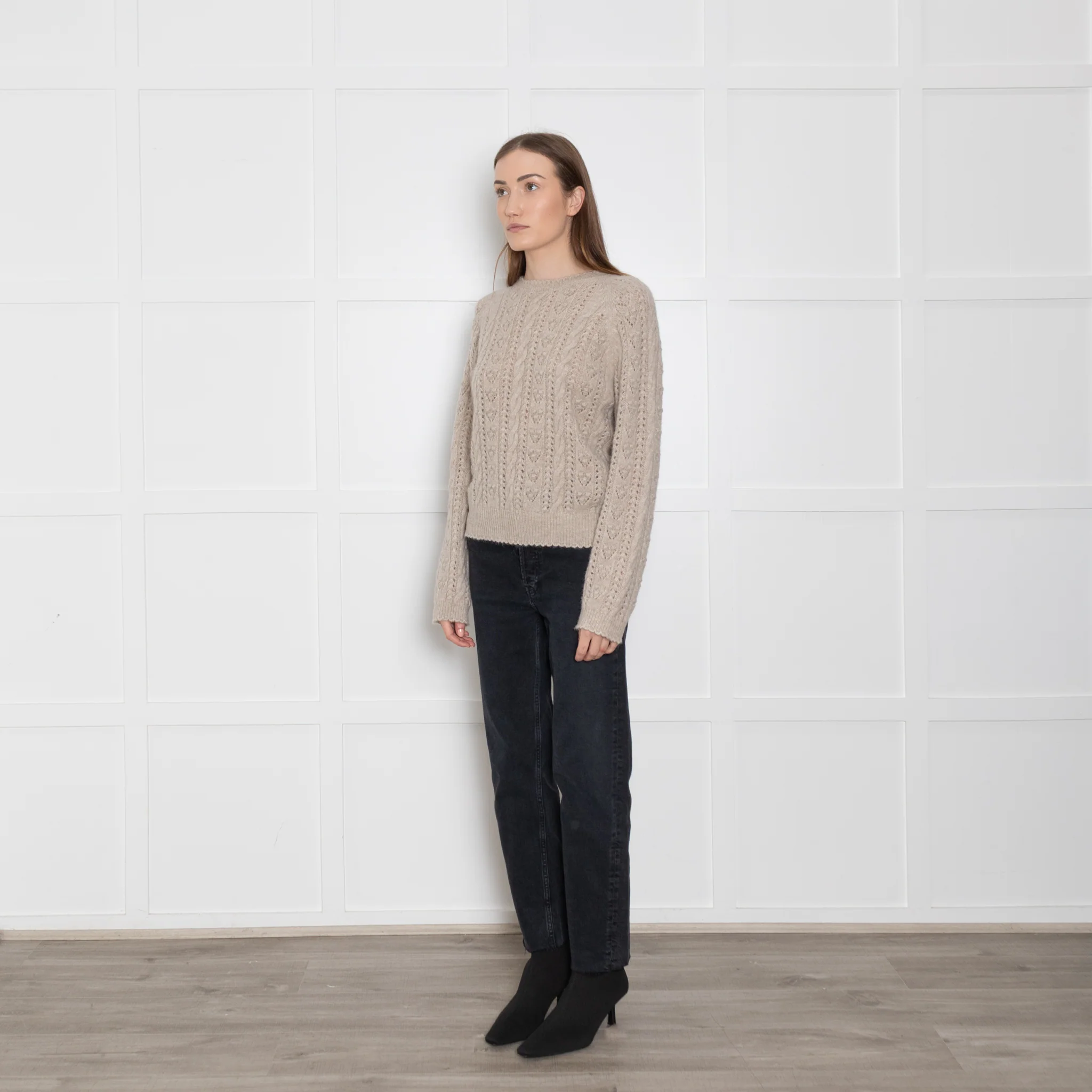 Doen Beige Cable Knit Patterned Jumper - Image 3