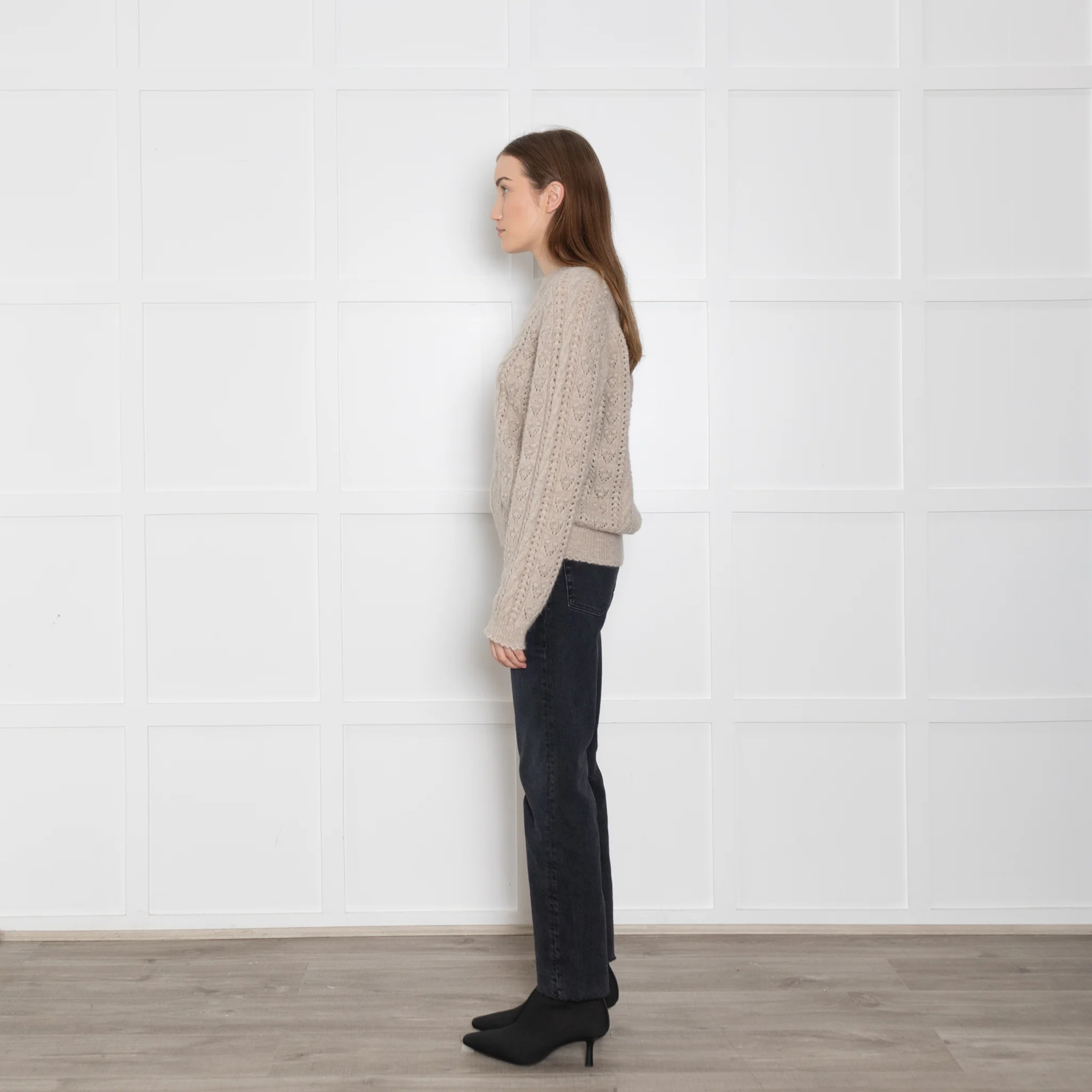 Doen Beige Cable Knit Patterned Jumper - Image 4