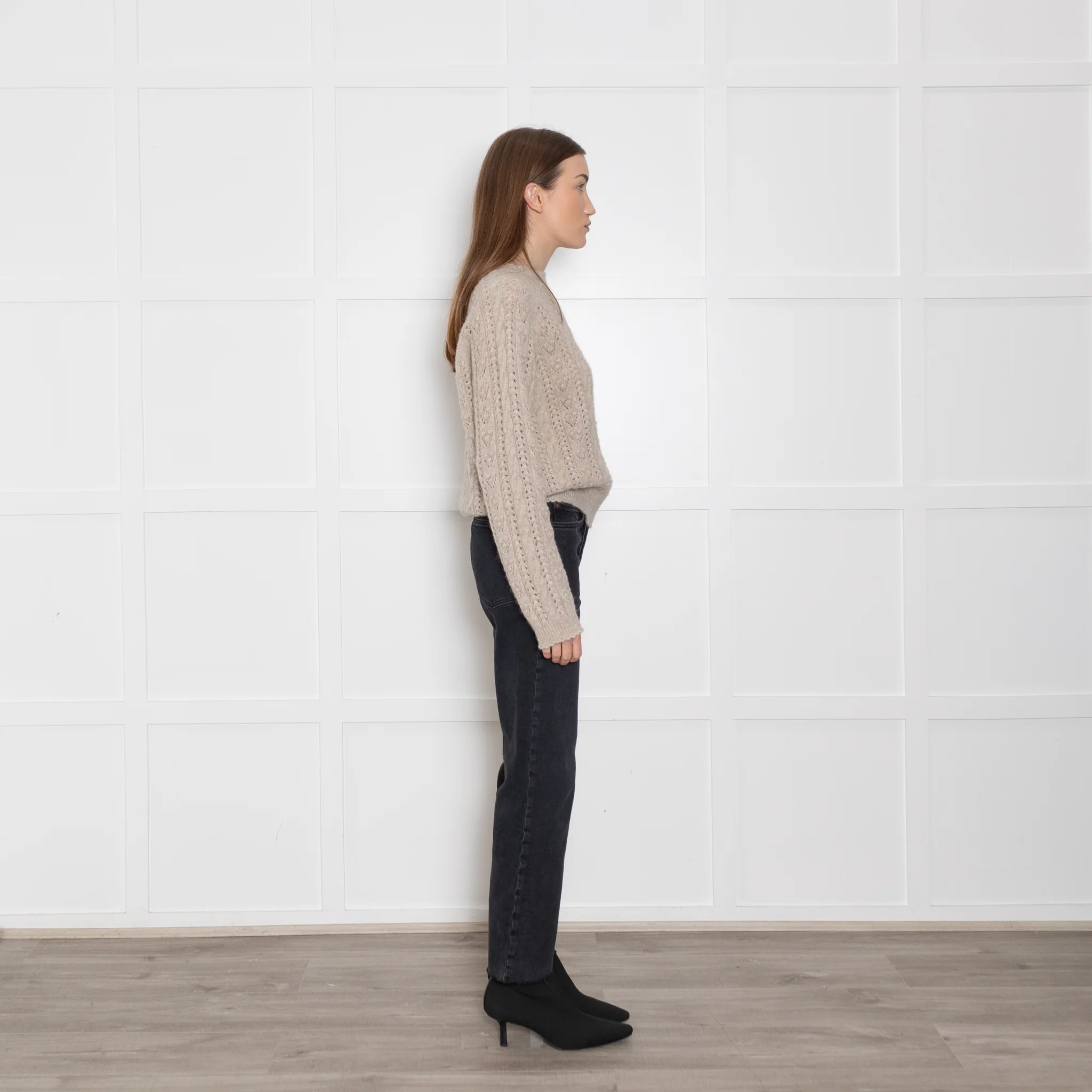 Doen Beige Cable Knit Patterned Jumper - Image 6