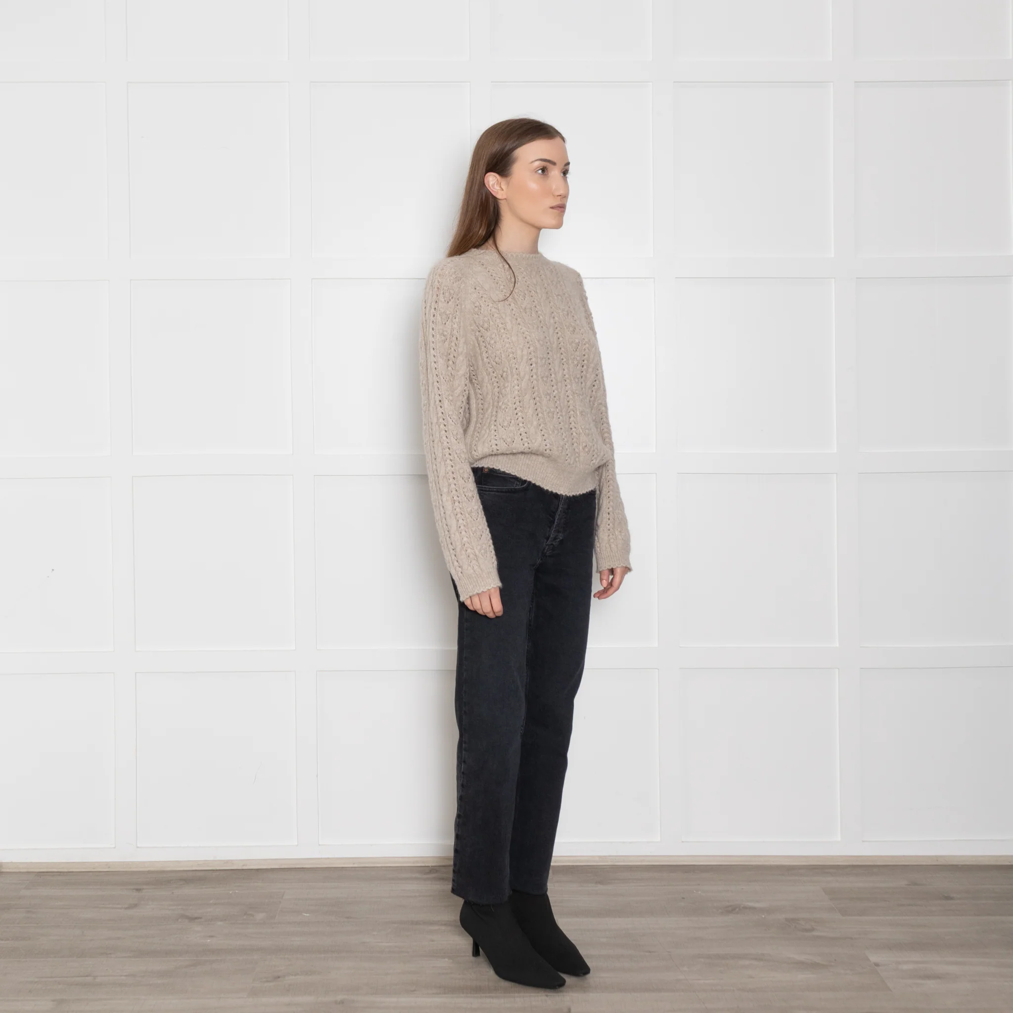 Doen Beige Cable Knit Patterned Jumper - Image 7
