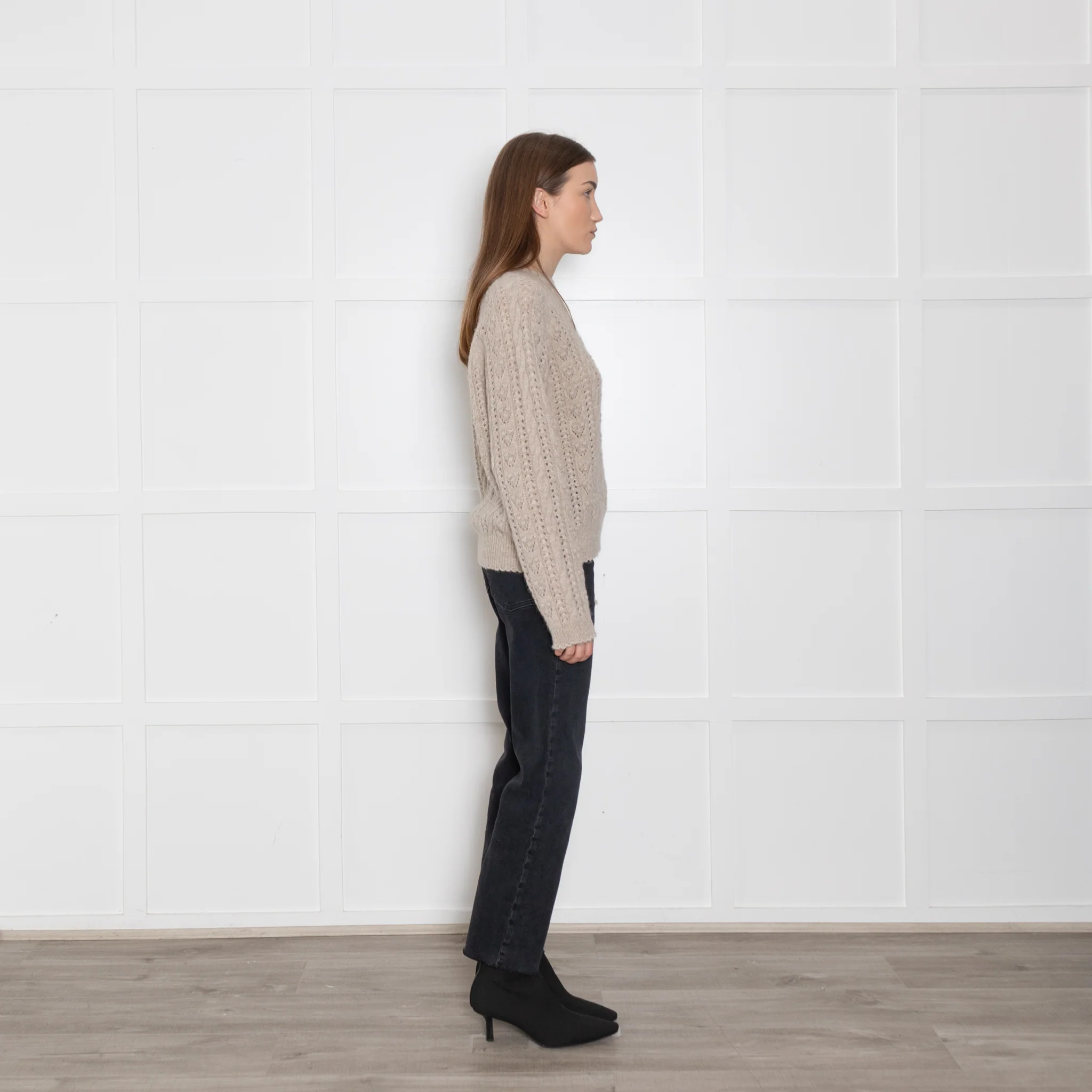 Doen Beige Cable Knit Patterned Jumper - Image 8
