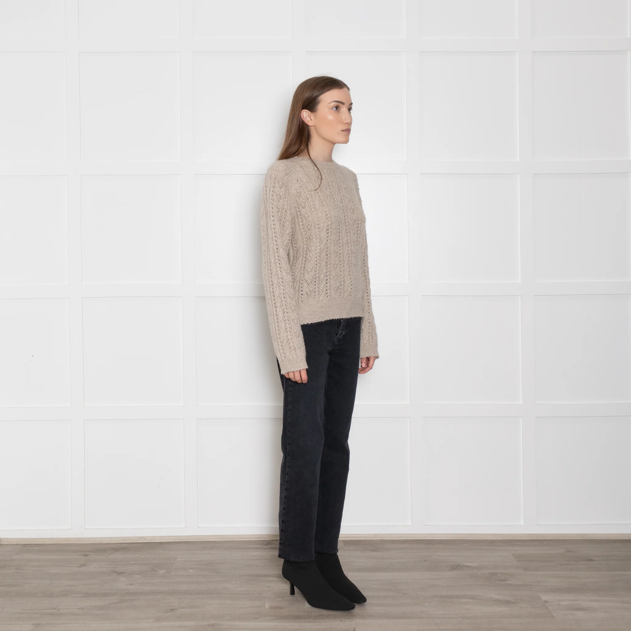 Doen Beige Cable Knit Patterned Jumper - Image 9