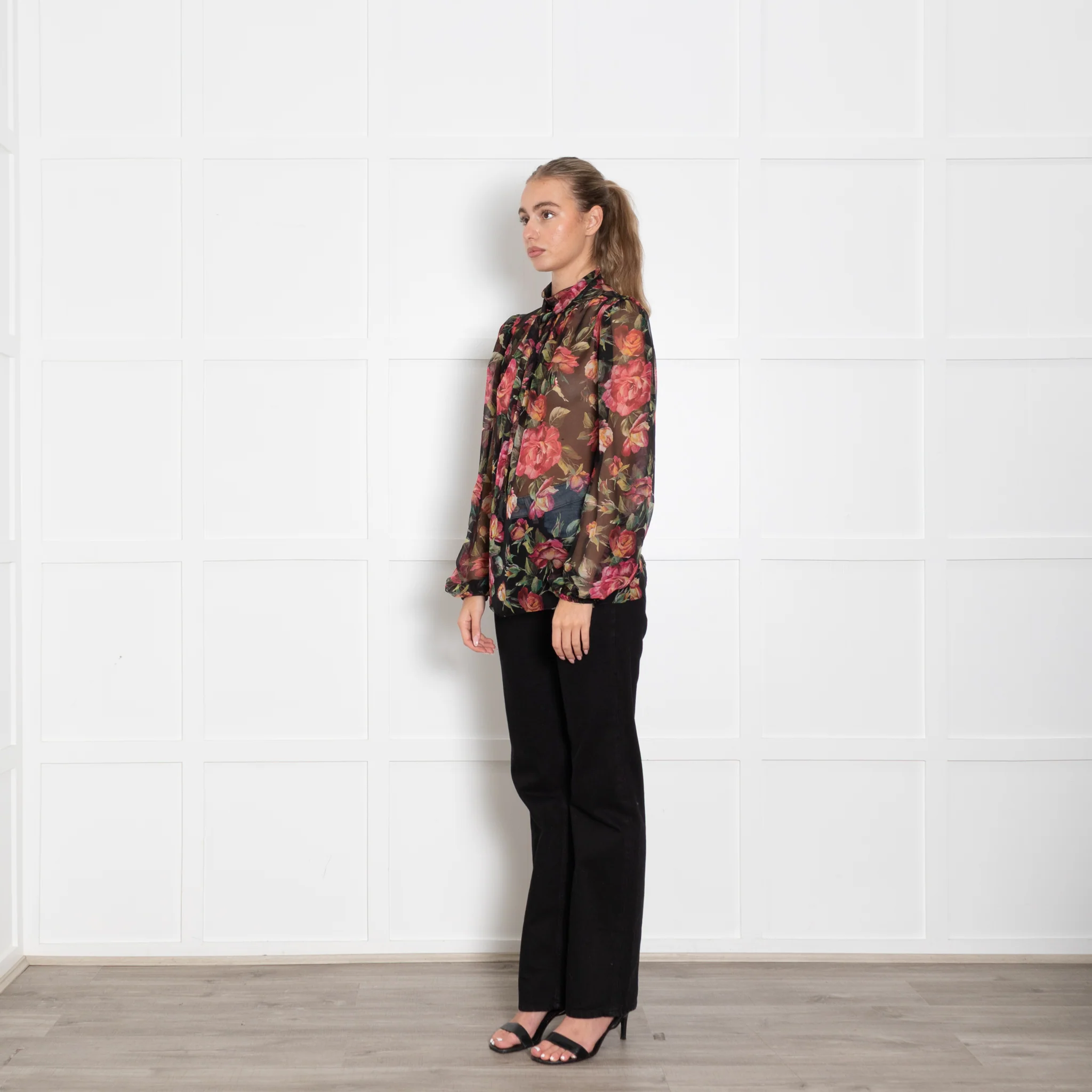 Dolce & Gabbana Black Floral Sheer Blouse - Image 3