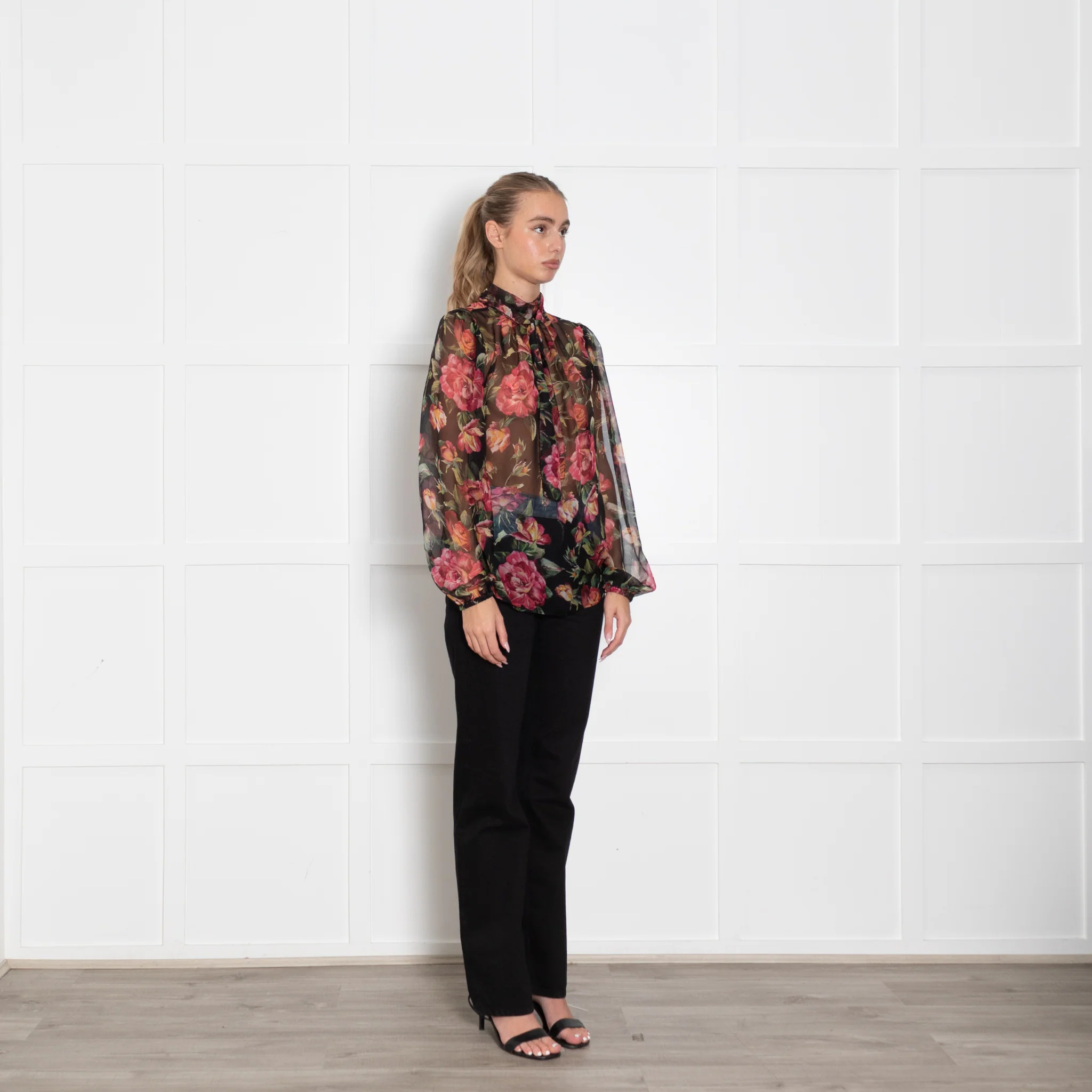 Dolce & Gabbana Black Floral Sheer Blouse - Image 7