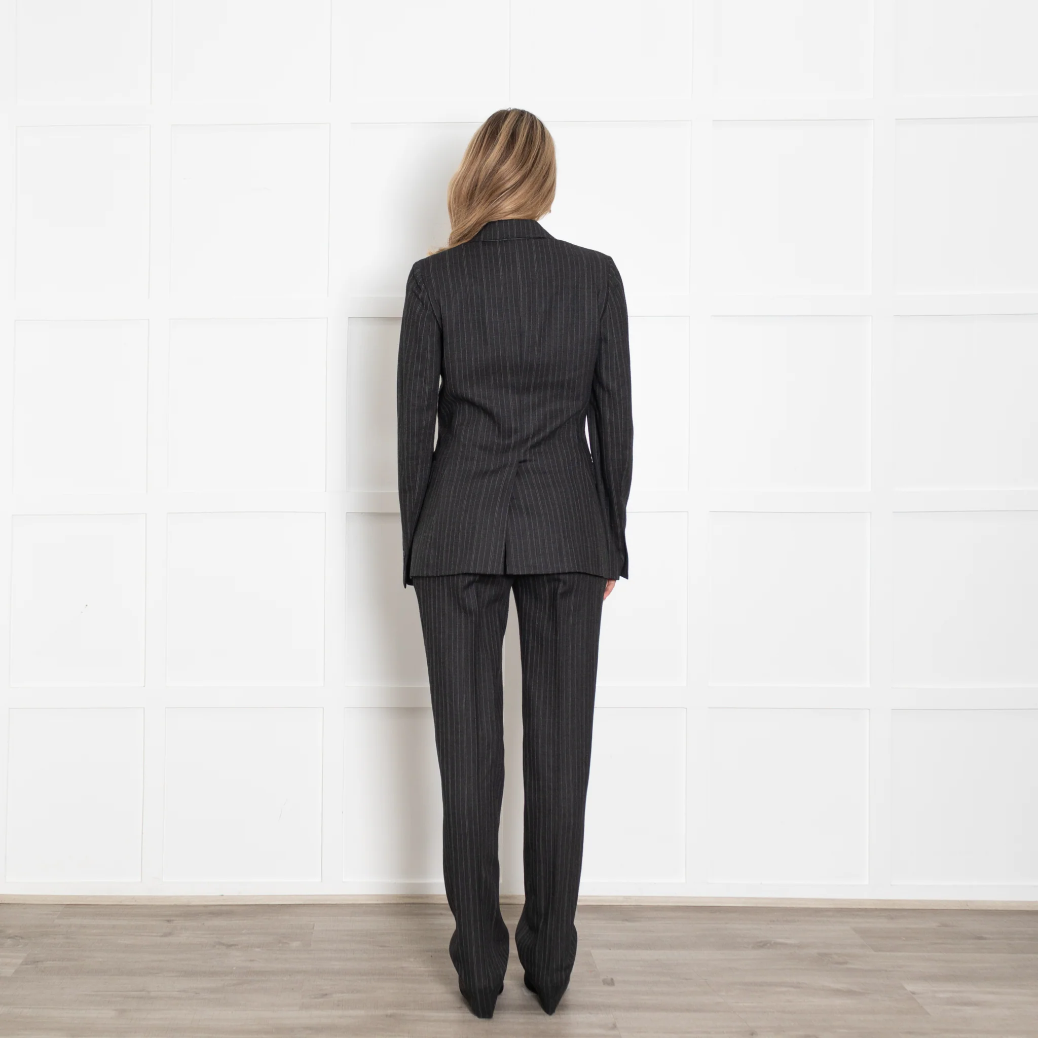 Dolce & Gabbana Dark Grey Cream Pin Stripe Trouser Suit - Image 5