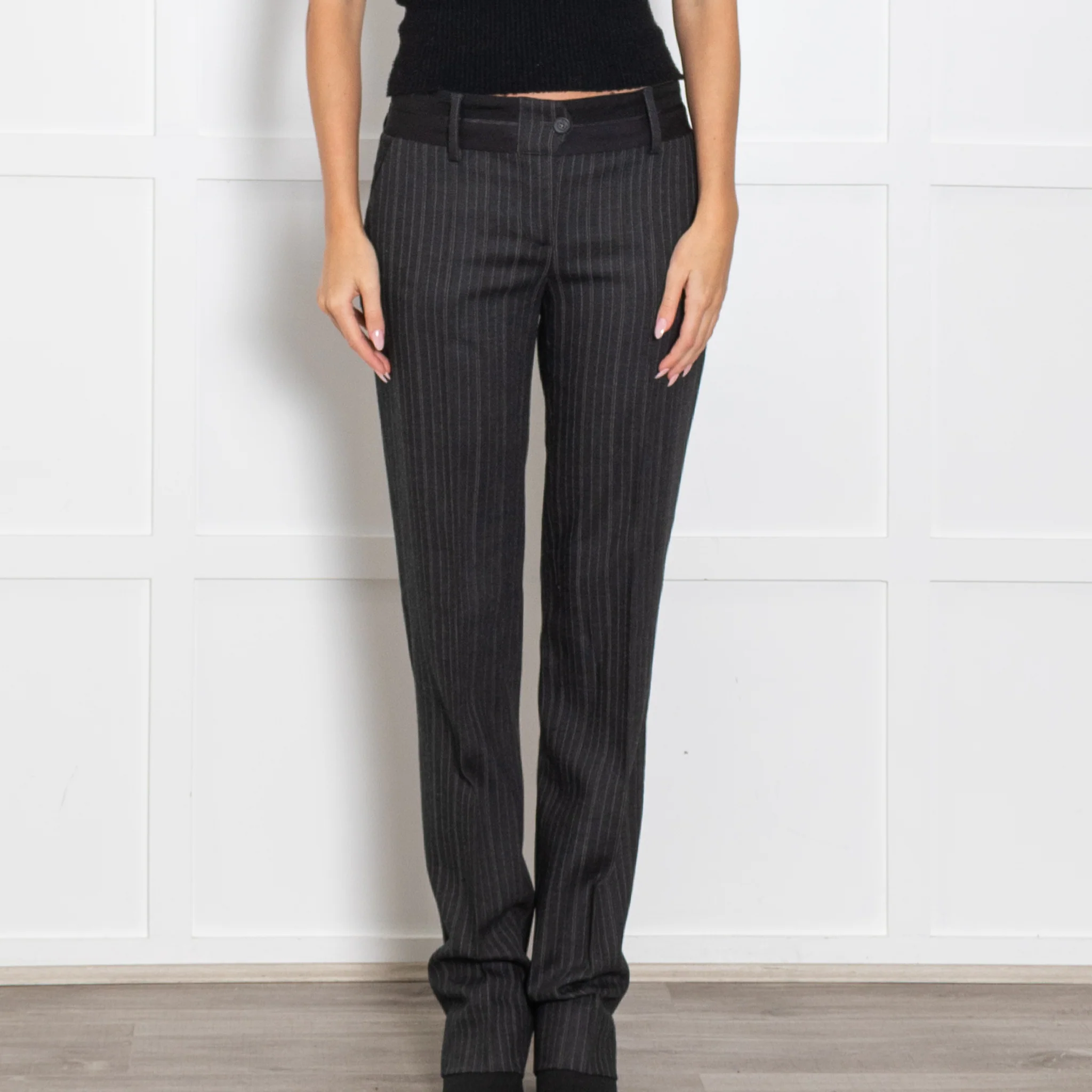 Dolce & Gabbana Dark Grey Cream Pin Stripe Trouser Suit - Image 8