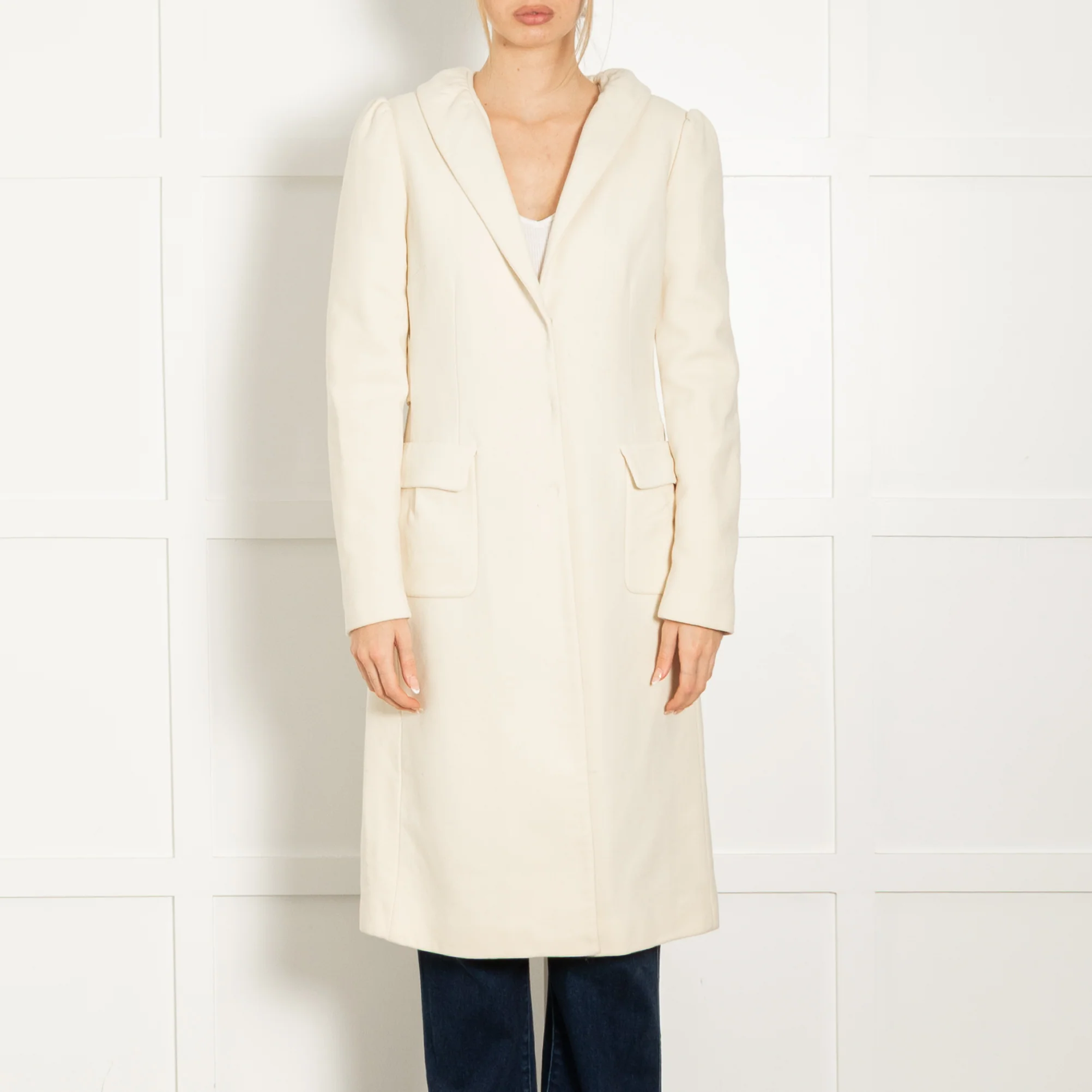 Dolce & Gabbana Pale Yellow Frill Collar Coat - Image 2