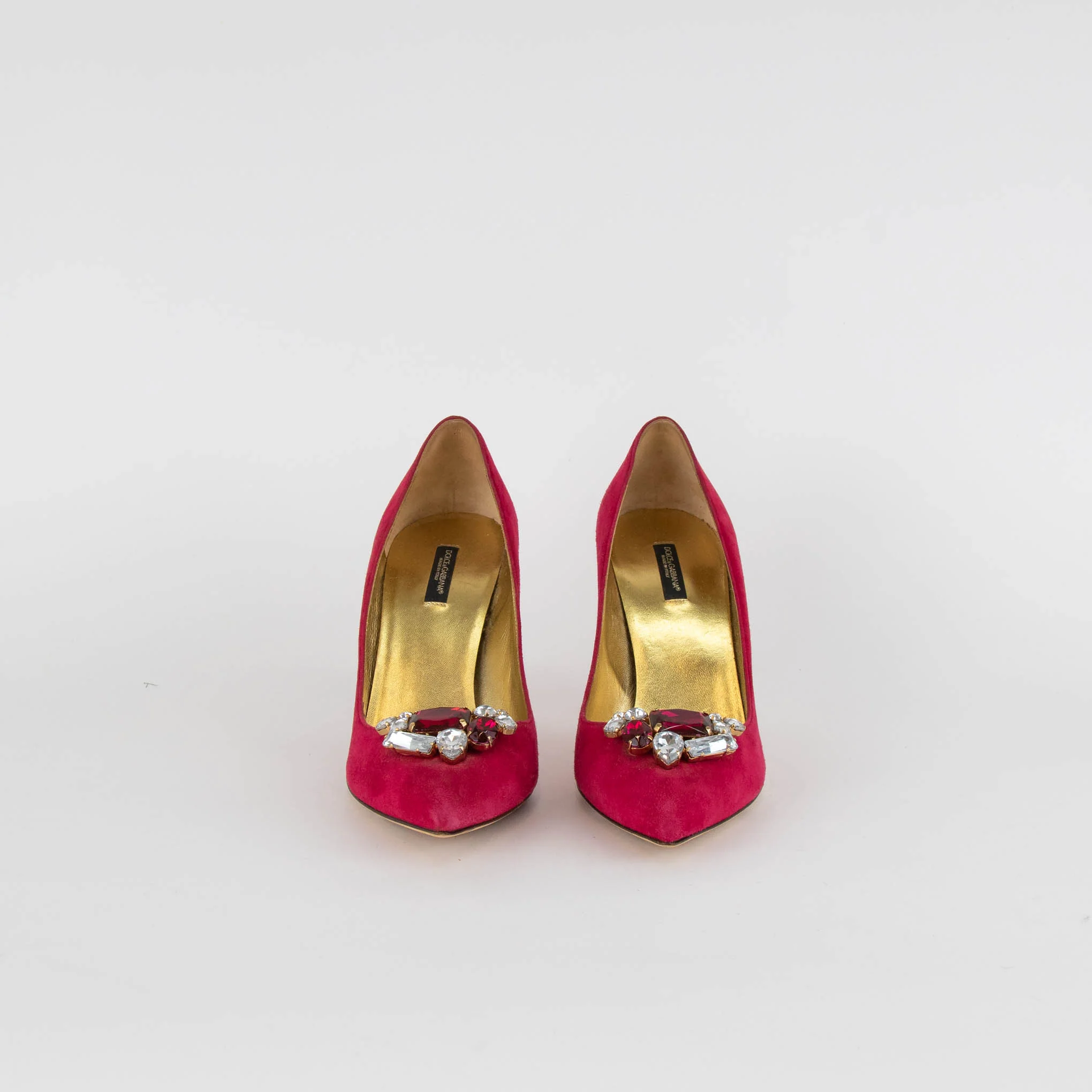 Dolce & Gabbana Pink Suede Court Shoe with Jewelled Toe Detail - Image 4