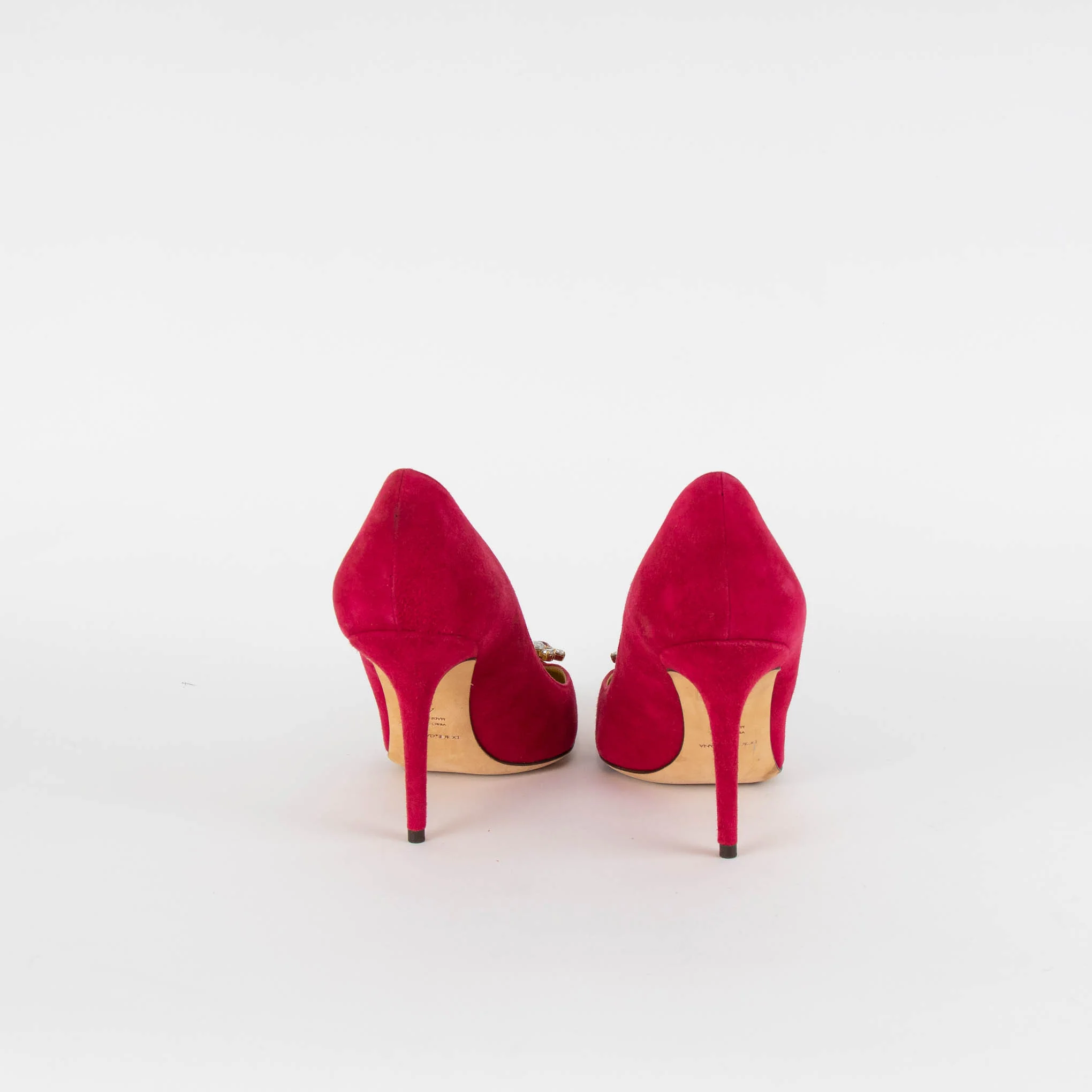 Dolce & Gabbana Pink Suede Court Shoe with Jewelled Toe Detail - Image 6