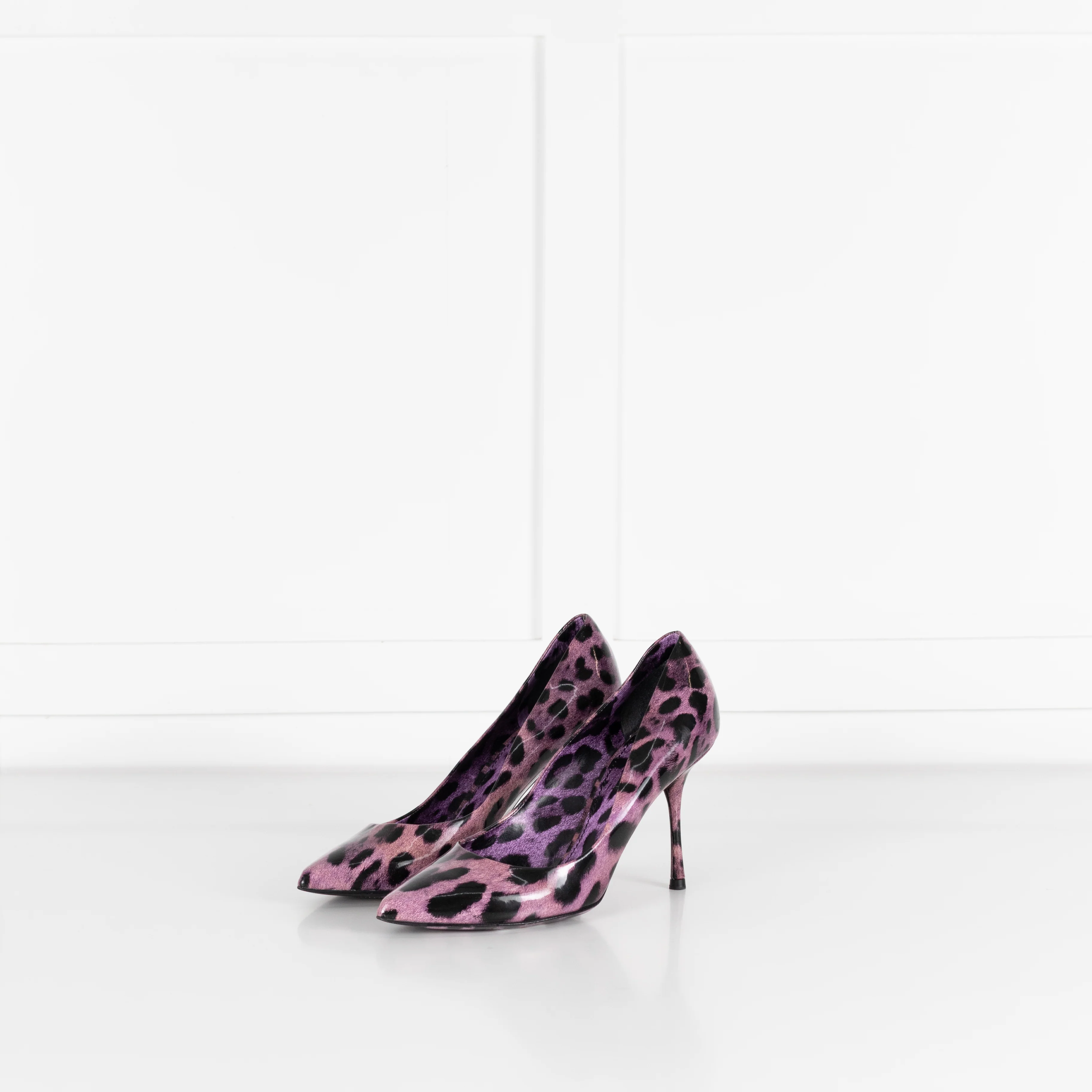Dolce & Gabbana Purple Leopard Print Patent Court Shoe