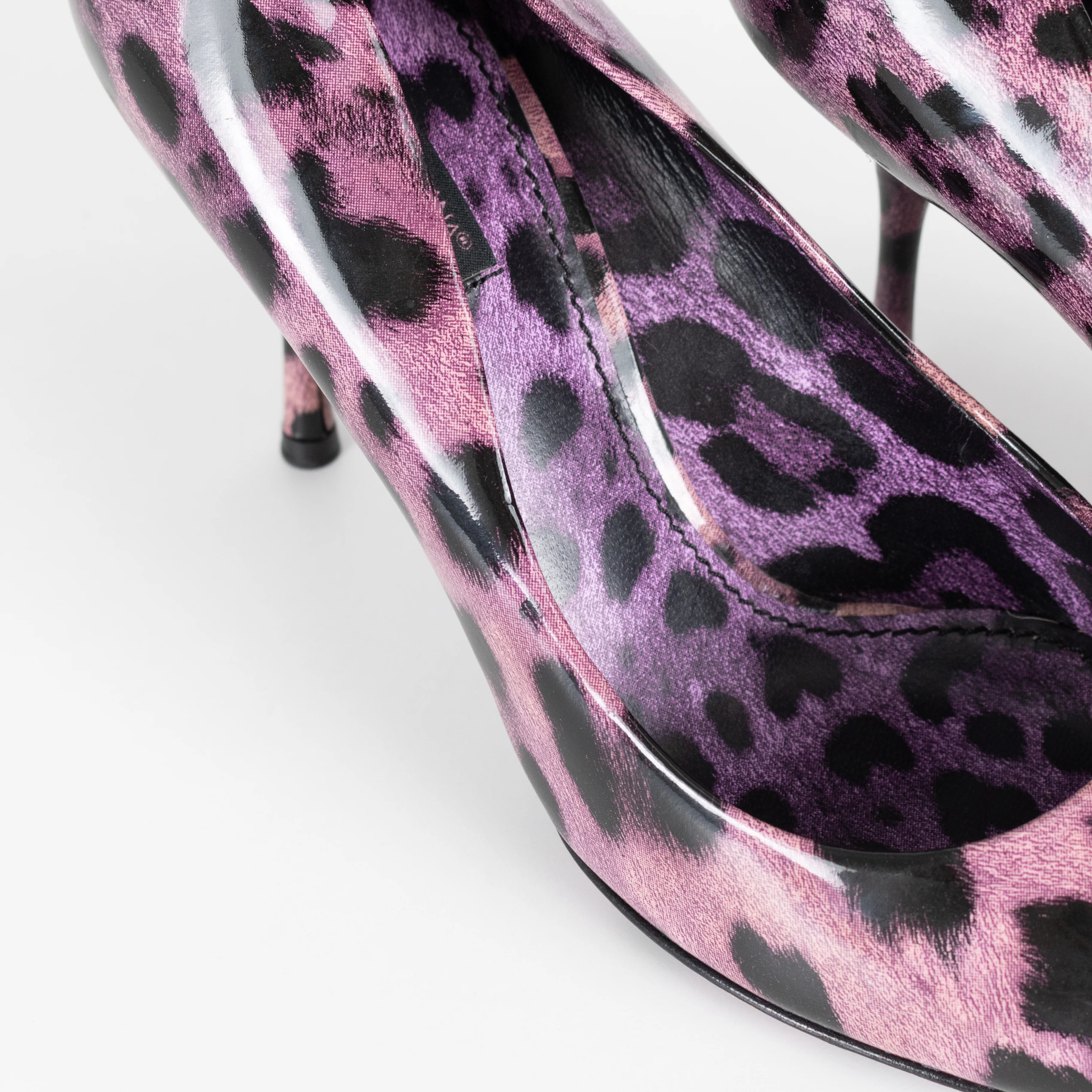 Dolce & Gabbana Purple Leopard Print Patent Court Shoe - Image 13