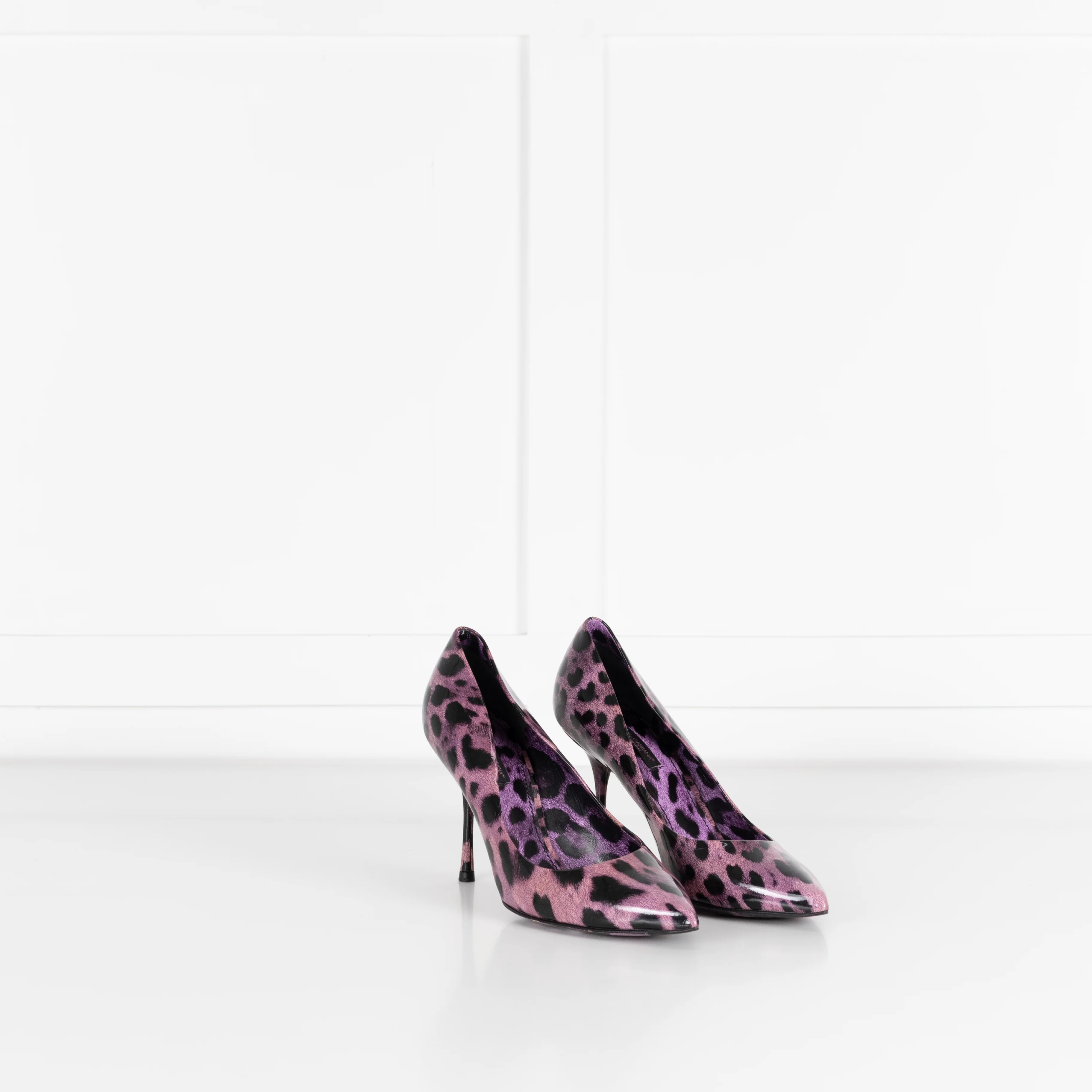 Dolce & Gabbana Purple Leopard Print Patent Court Shoe - Image 6