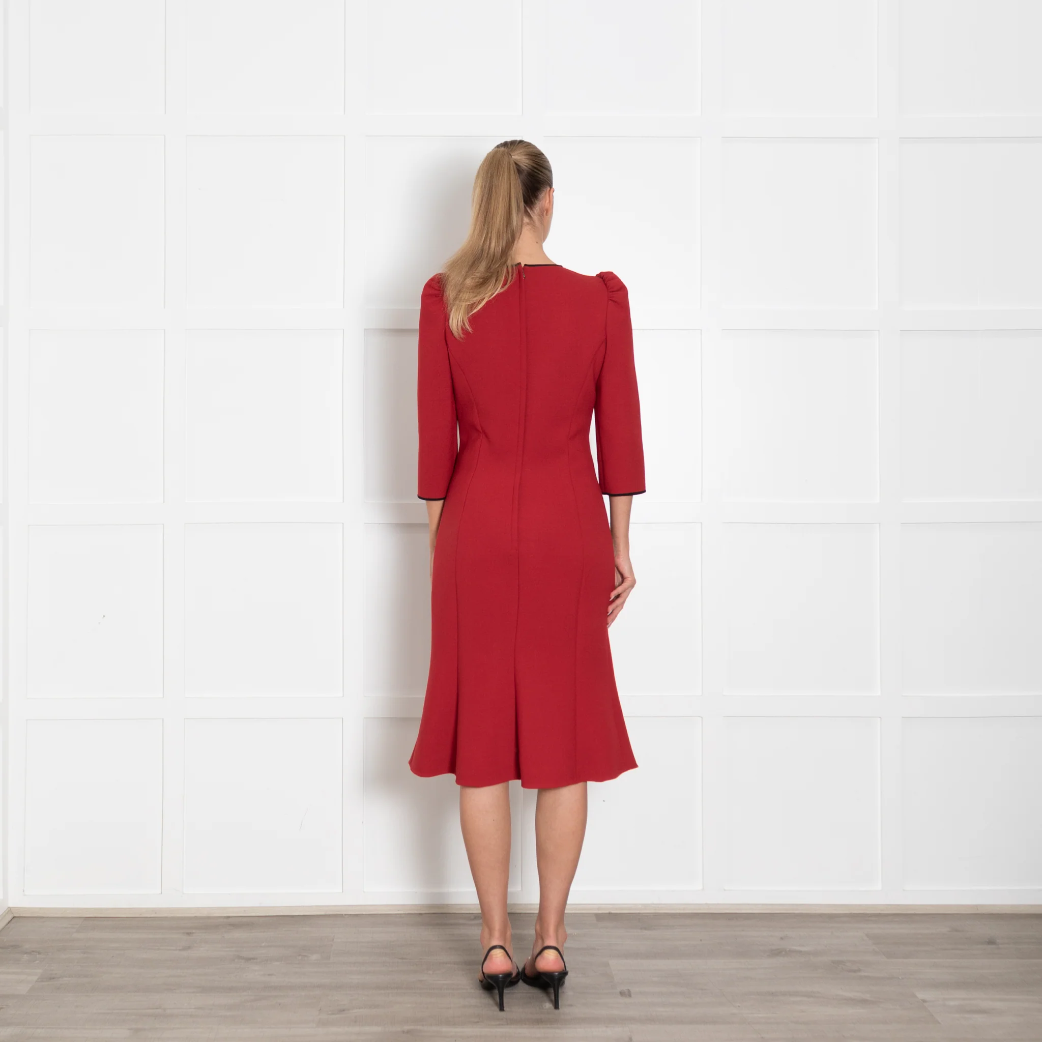 Dolce & Gabbana Red Apple Motif Midi Dress - Image 5