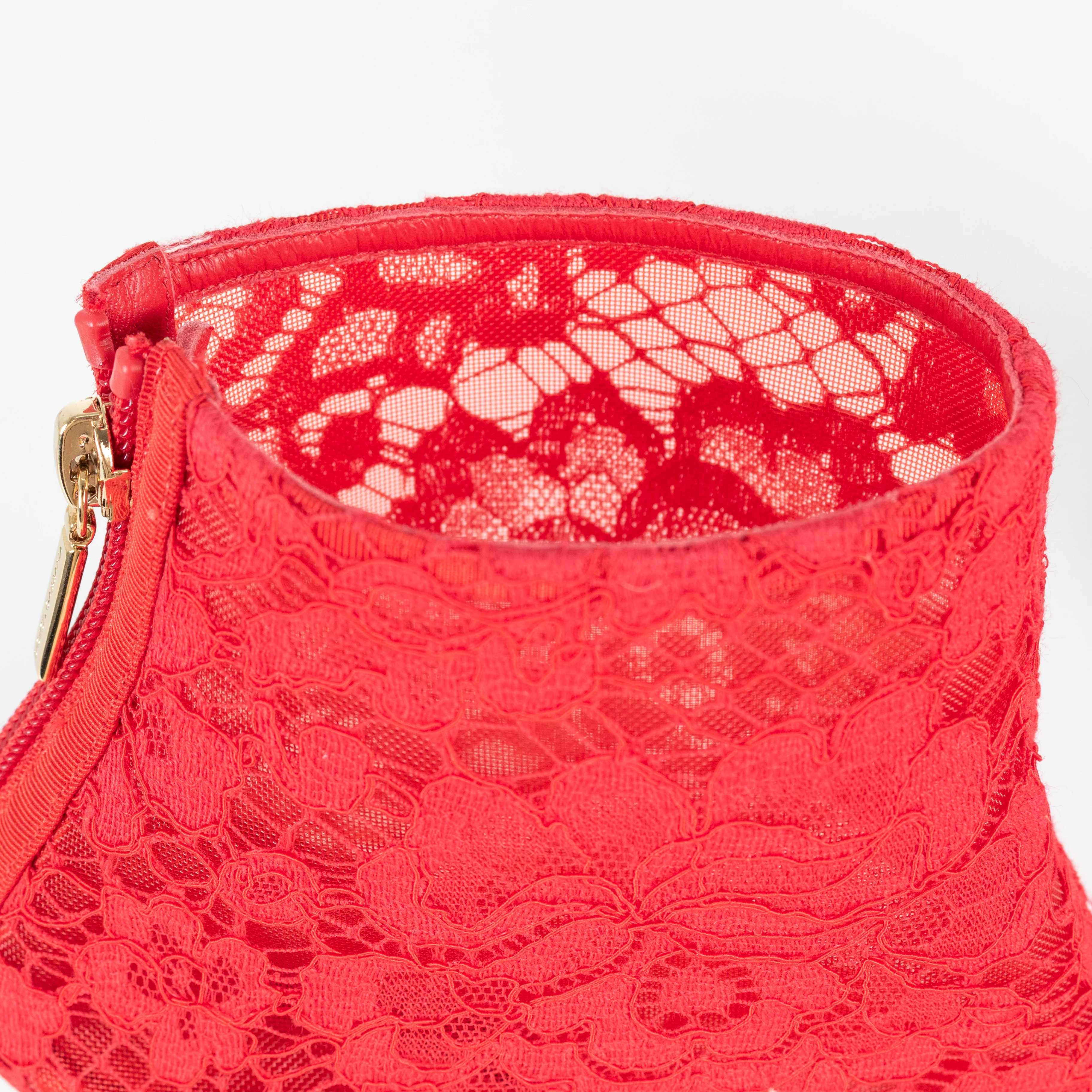 Dolce & Gabbana Red Lace Peep Toe Heeled Booties - Image 11
