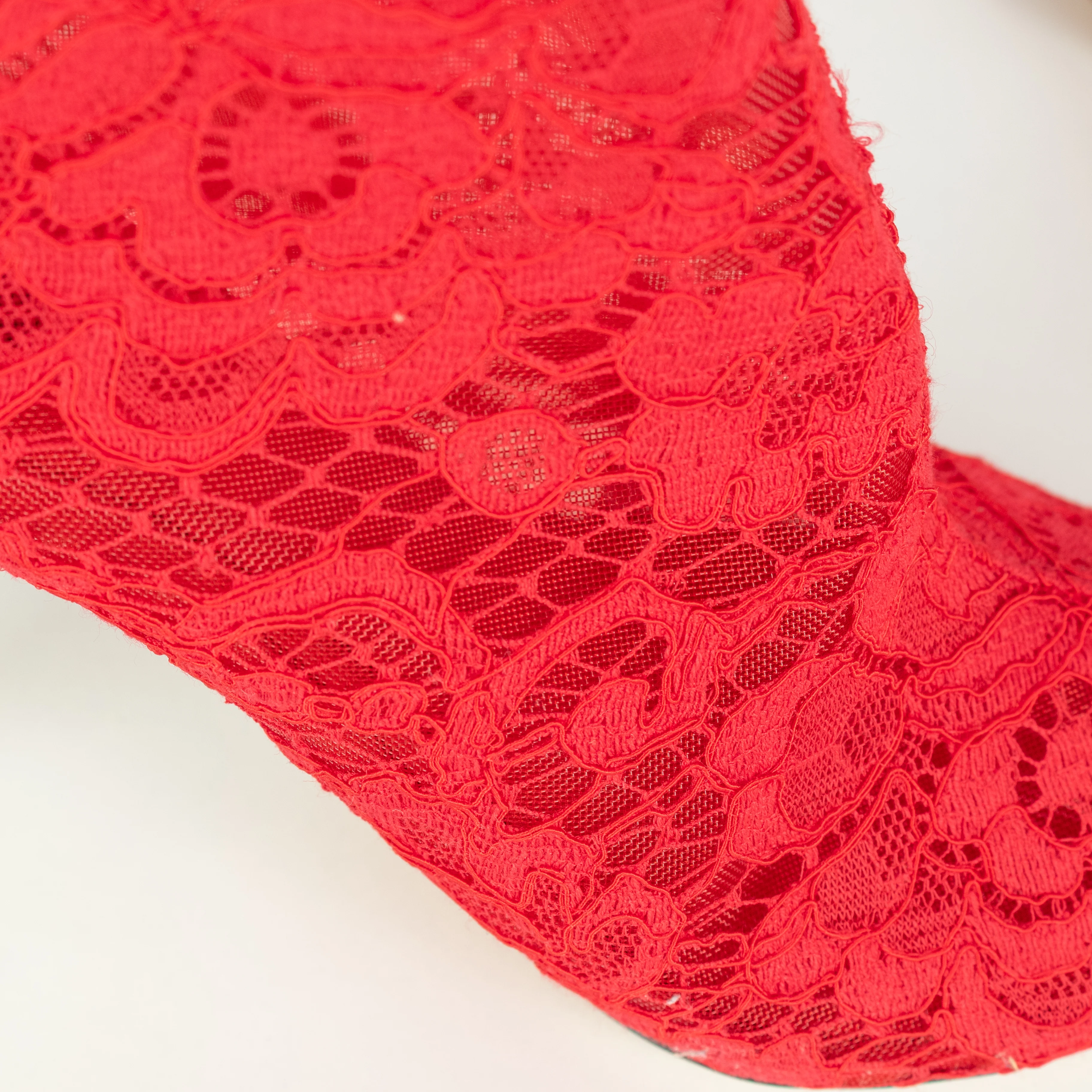 Dolce & Gabbana Red Lace Peep Toe Heeled Booties - Image 12