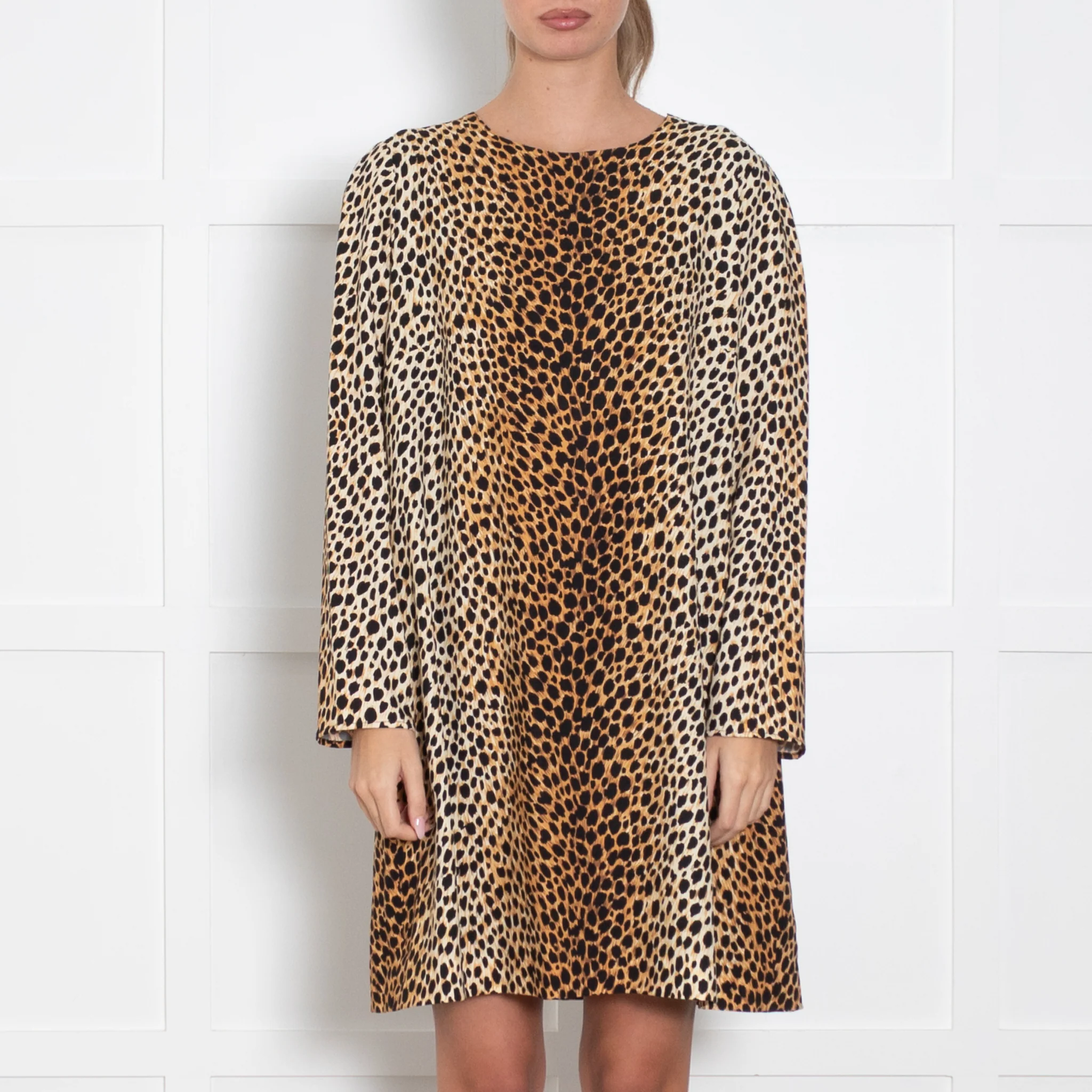 Dolce & Gabbana Tan Animal Print 3/4 Sleeve Tunic Dress - Image 2
