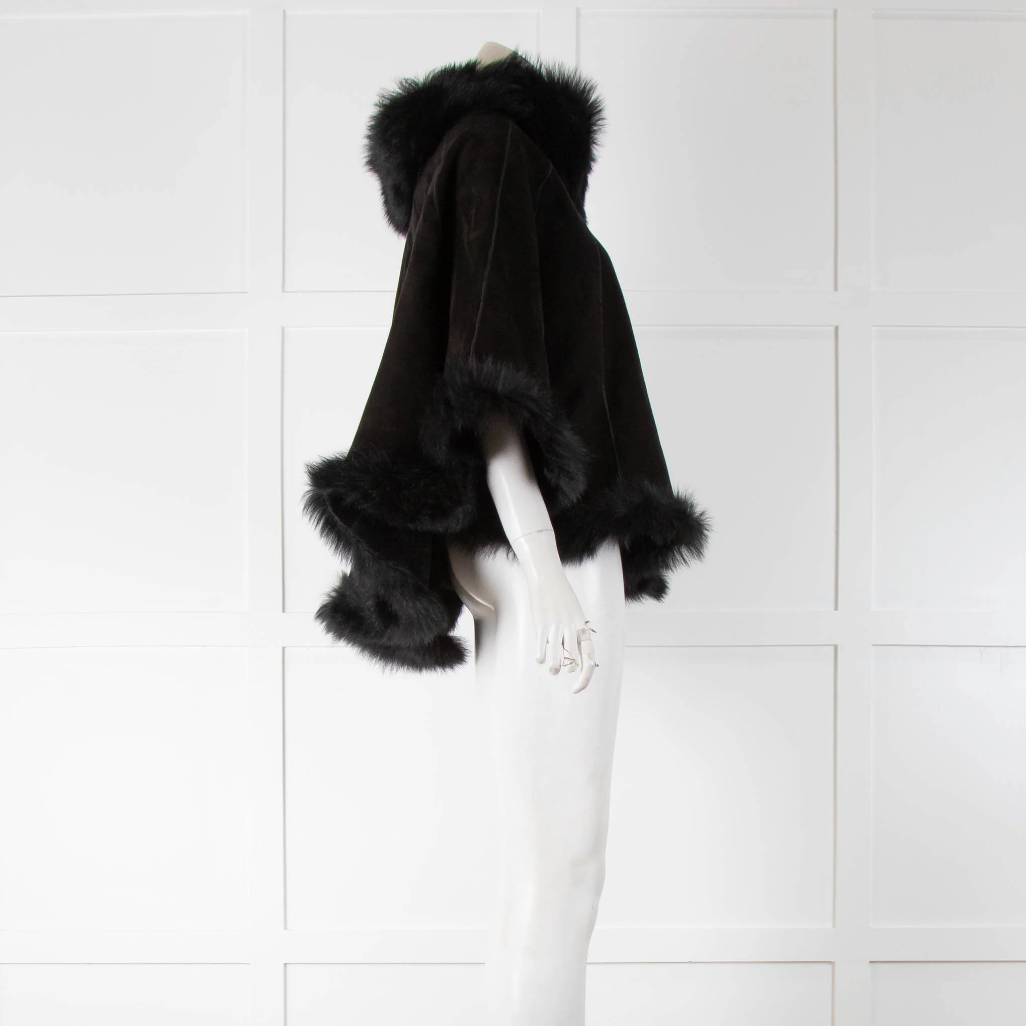 Dom Goor Black Sheepskin Poncho - Image 2