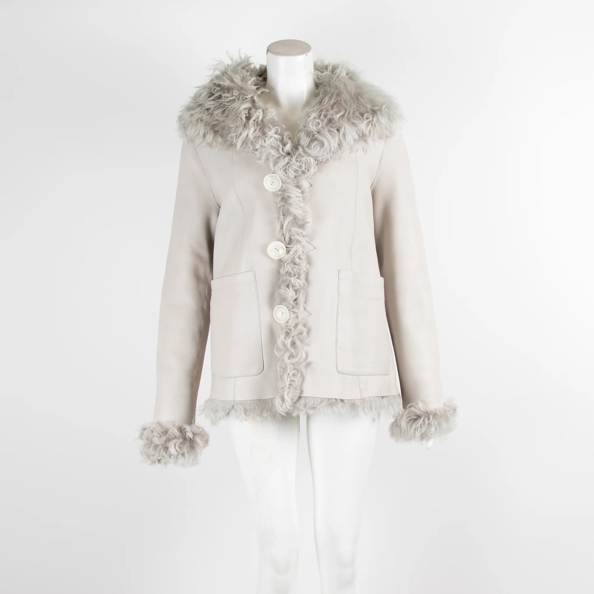 Dom Goor Grey Curly Sheepskin Coat
