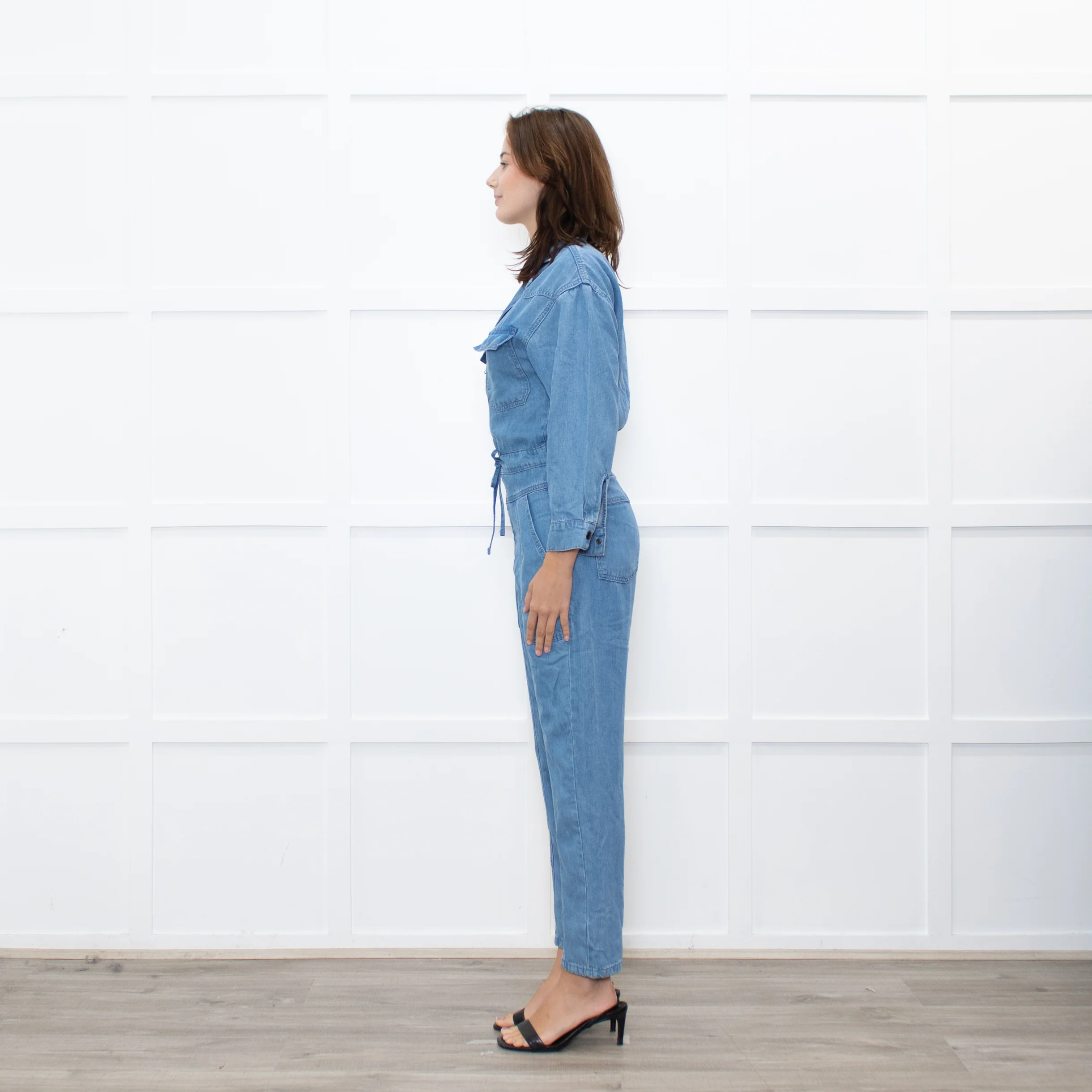 Donna Ida Pale Denim Sheila Relaxed Drawstring Jumpsuit - Image 4