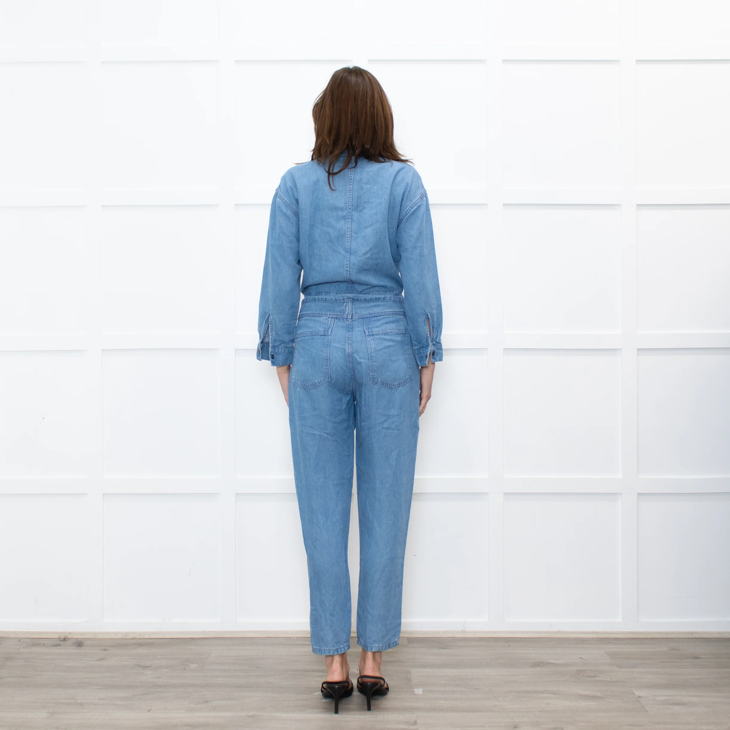 Donna Ida Pale Denim Sheila Relaxed Drawstring Jumpsuit - Image 5