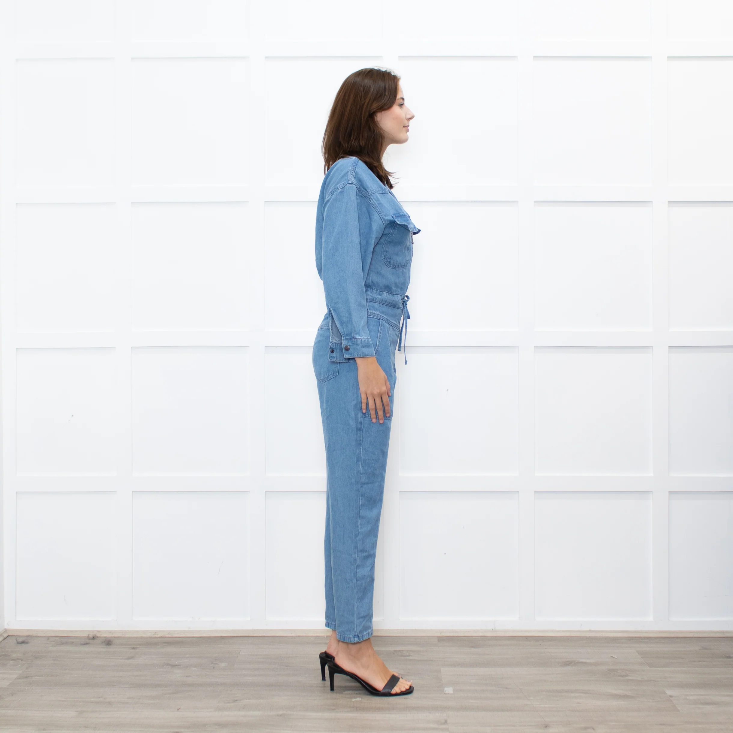 Donna Ida Pale Denim Sheila Relaxed Drawstring Jumpsuit - Image 6