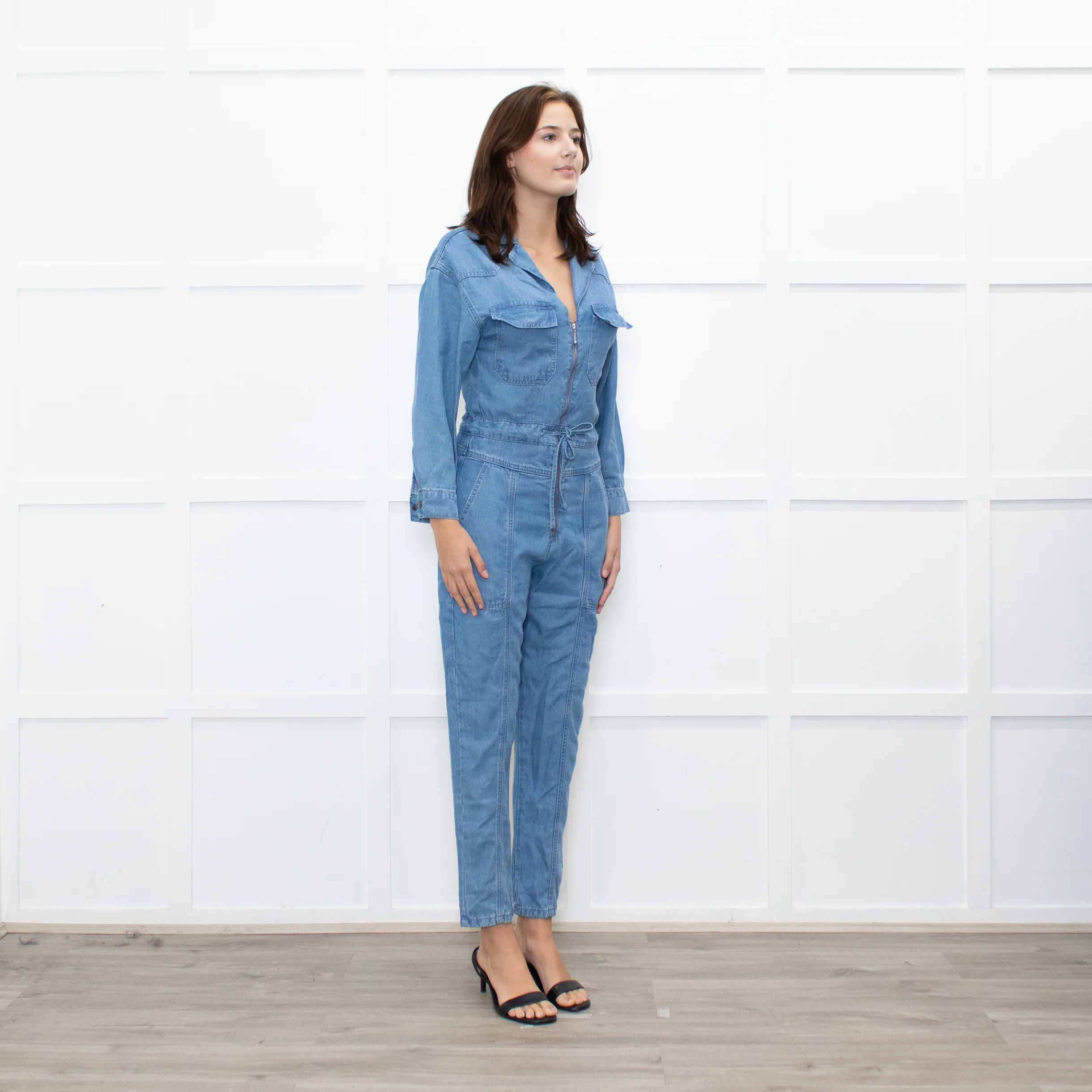 Donna Ida Pale Denim Sheila Relaxed Drawstring Jumpsuit - Image 7