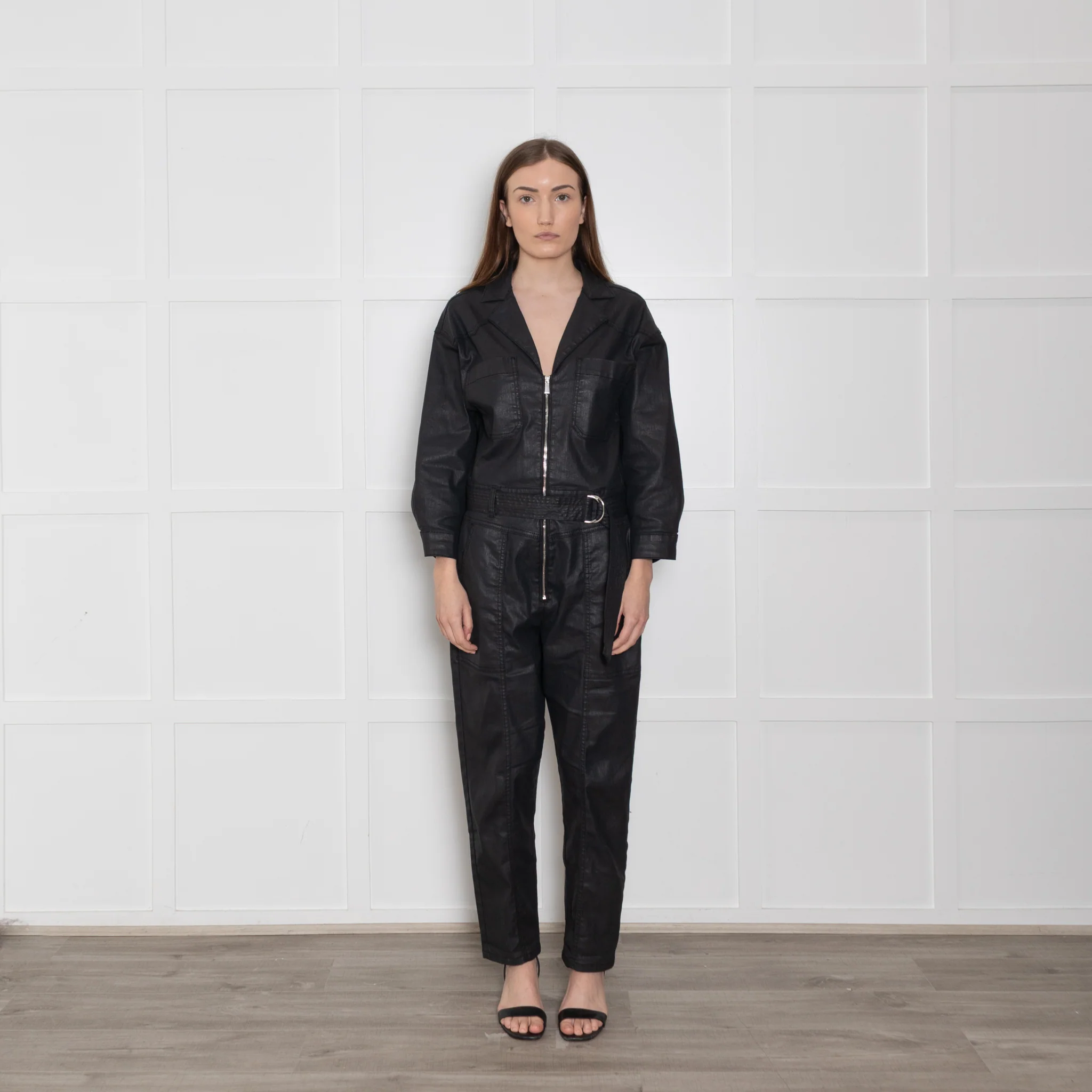 Donna Ida Waxed Black Flying Suit