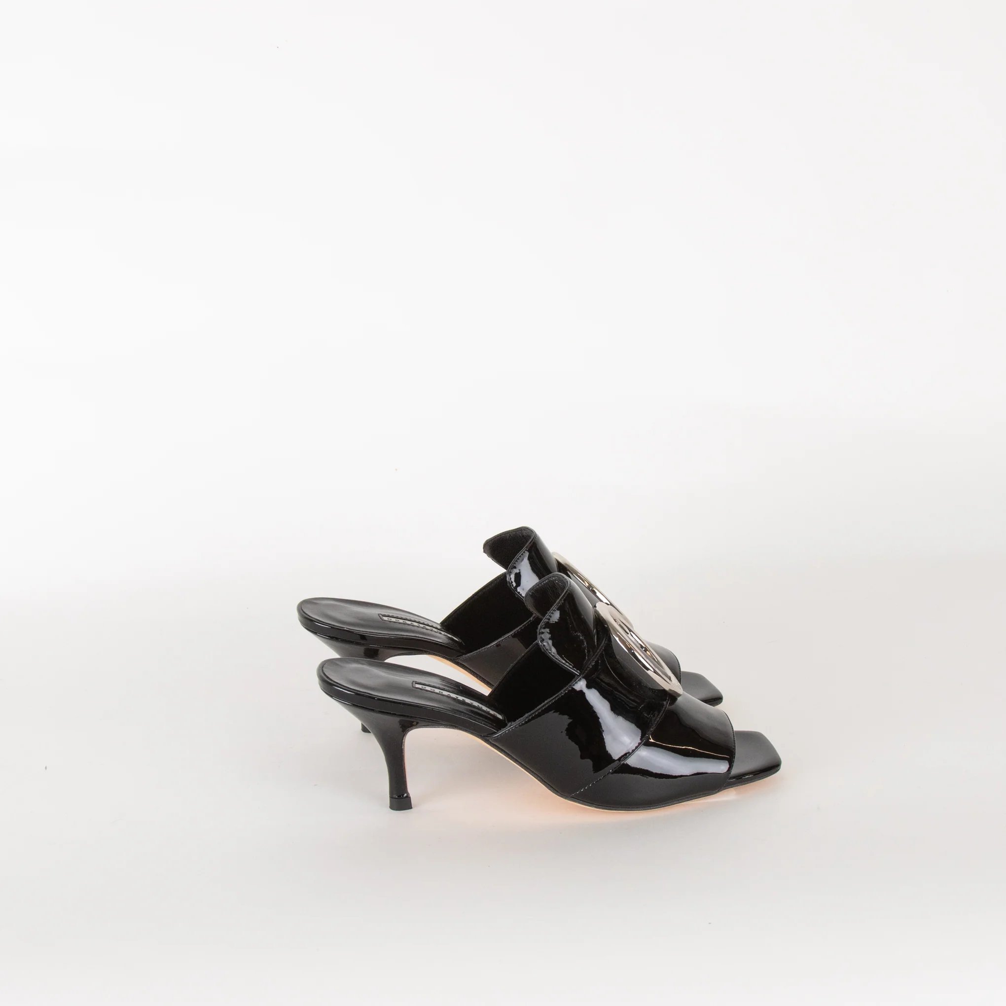 Dorateymur Galaxy Black Patent Slip On Sandals - Image 6