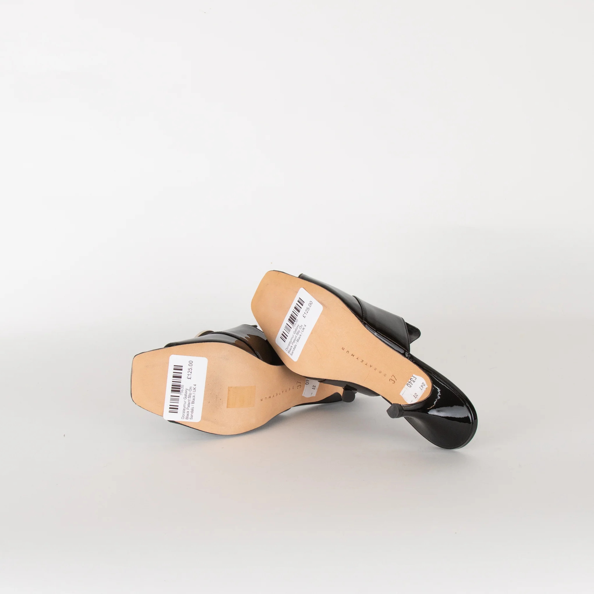 Dorateymur Galaxy Black Patent Slip On Sandals - Image 7
