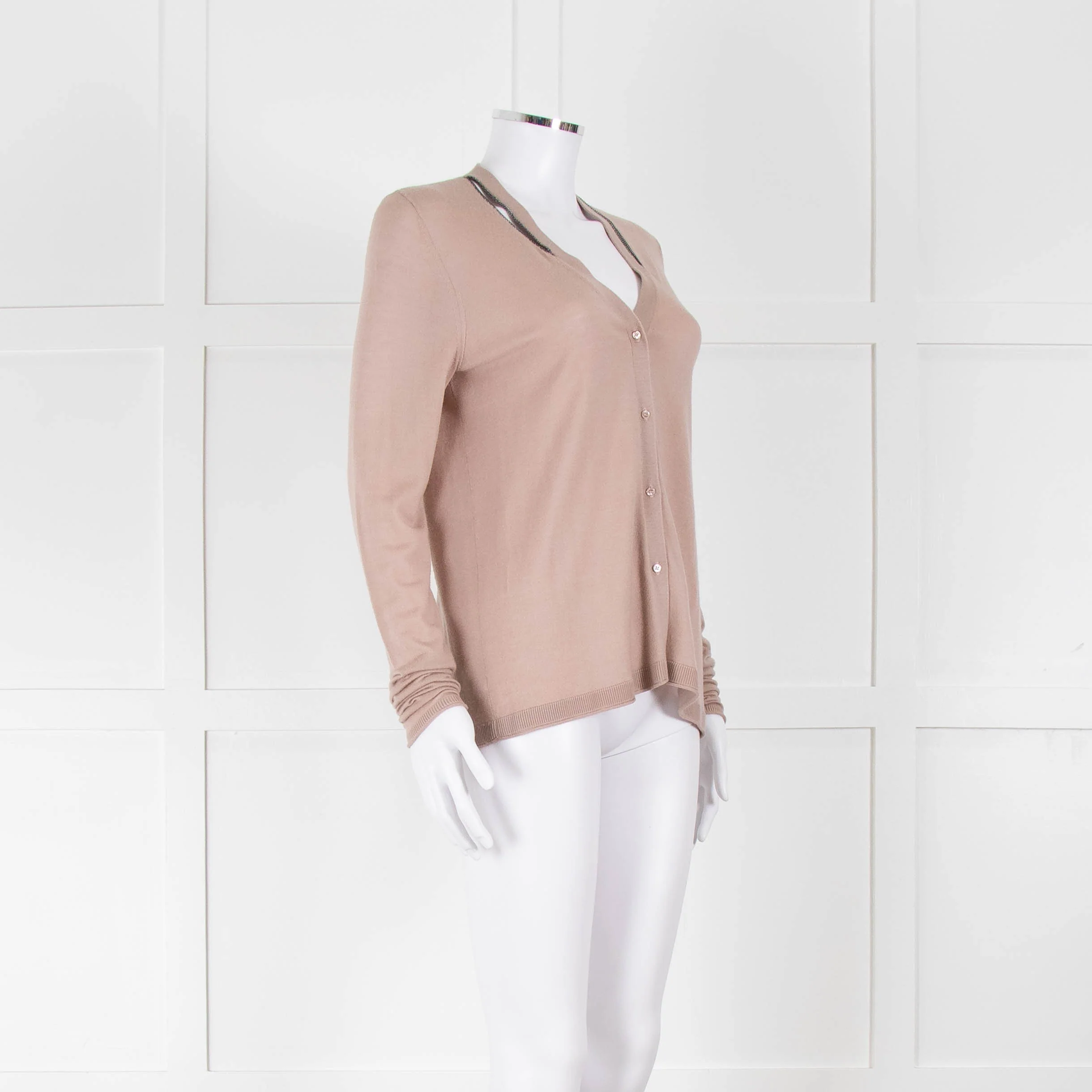 Dorothee Schumacher Dusky Pink Wool Cardigan With Chain Detail - Image 2