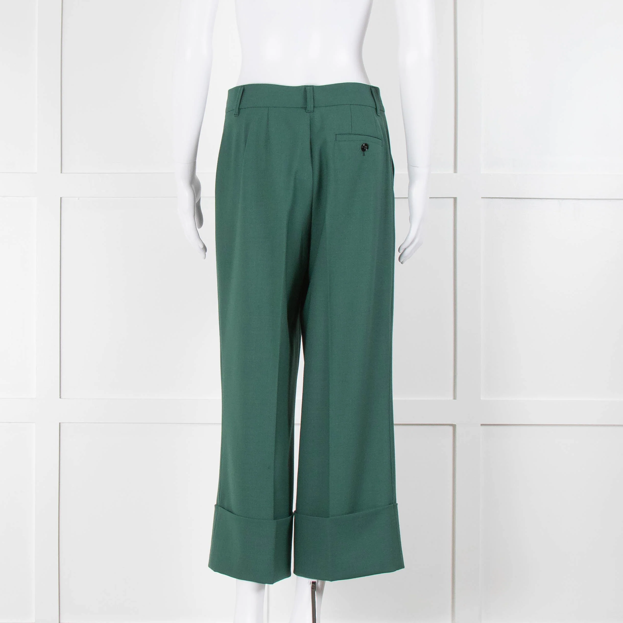 Dorothee Schumacher Green Cropped Turn Up Trousers - Image 3