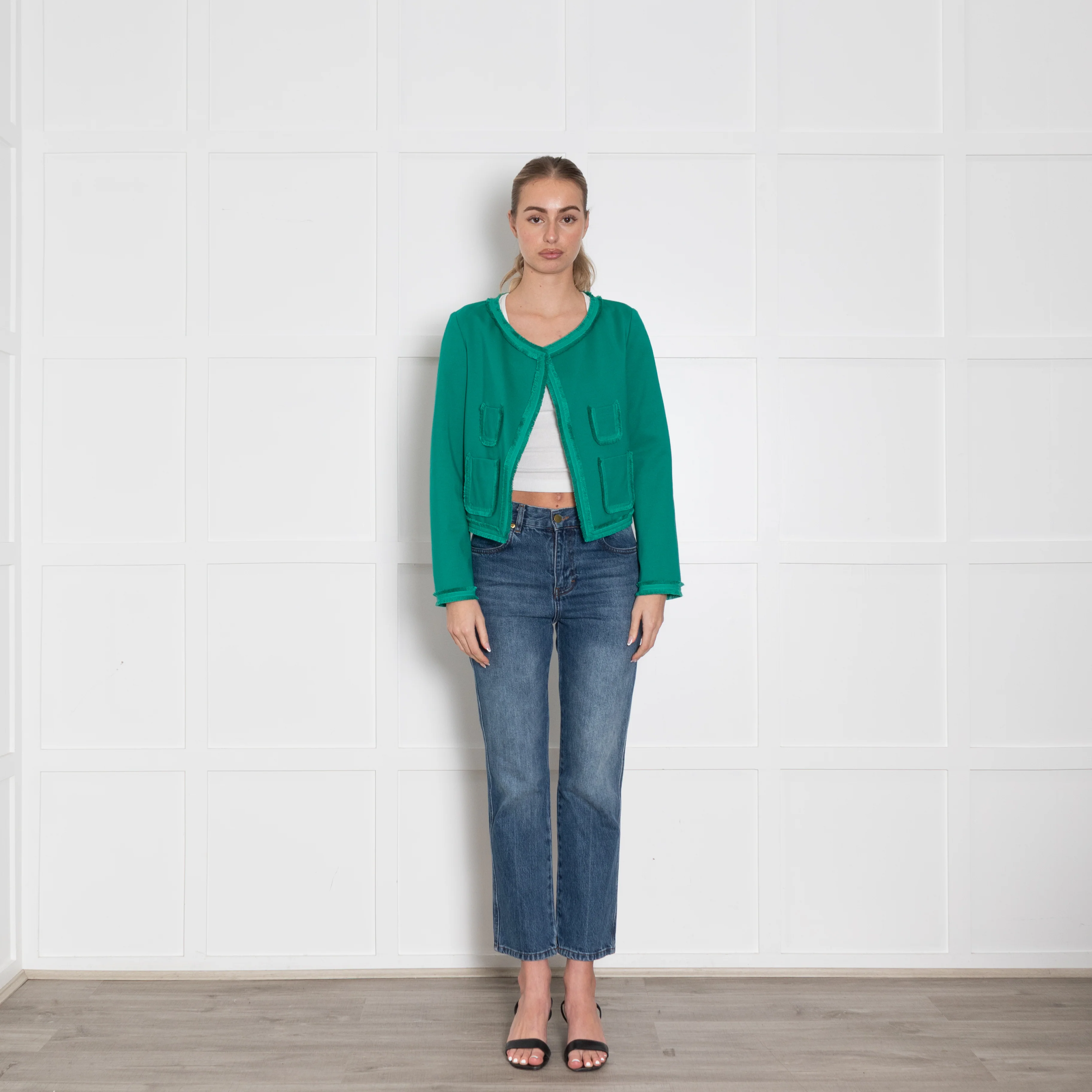 Dorothee Schumacher Green Raw Edge Detail Jacket