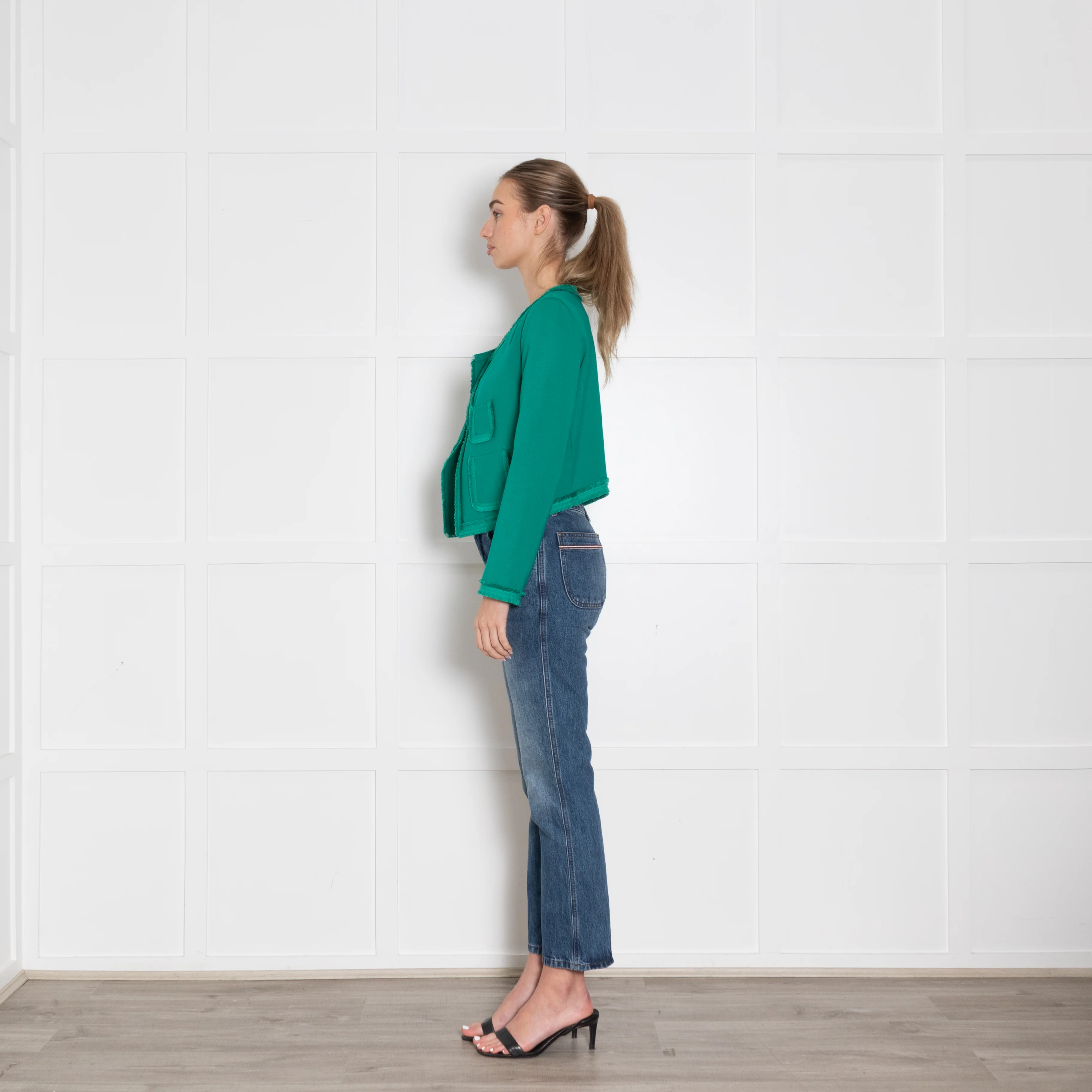 Dorothee Schumacher Green Raw Edge Detail Jacket - Image 4