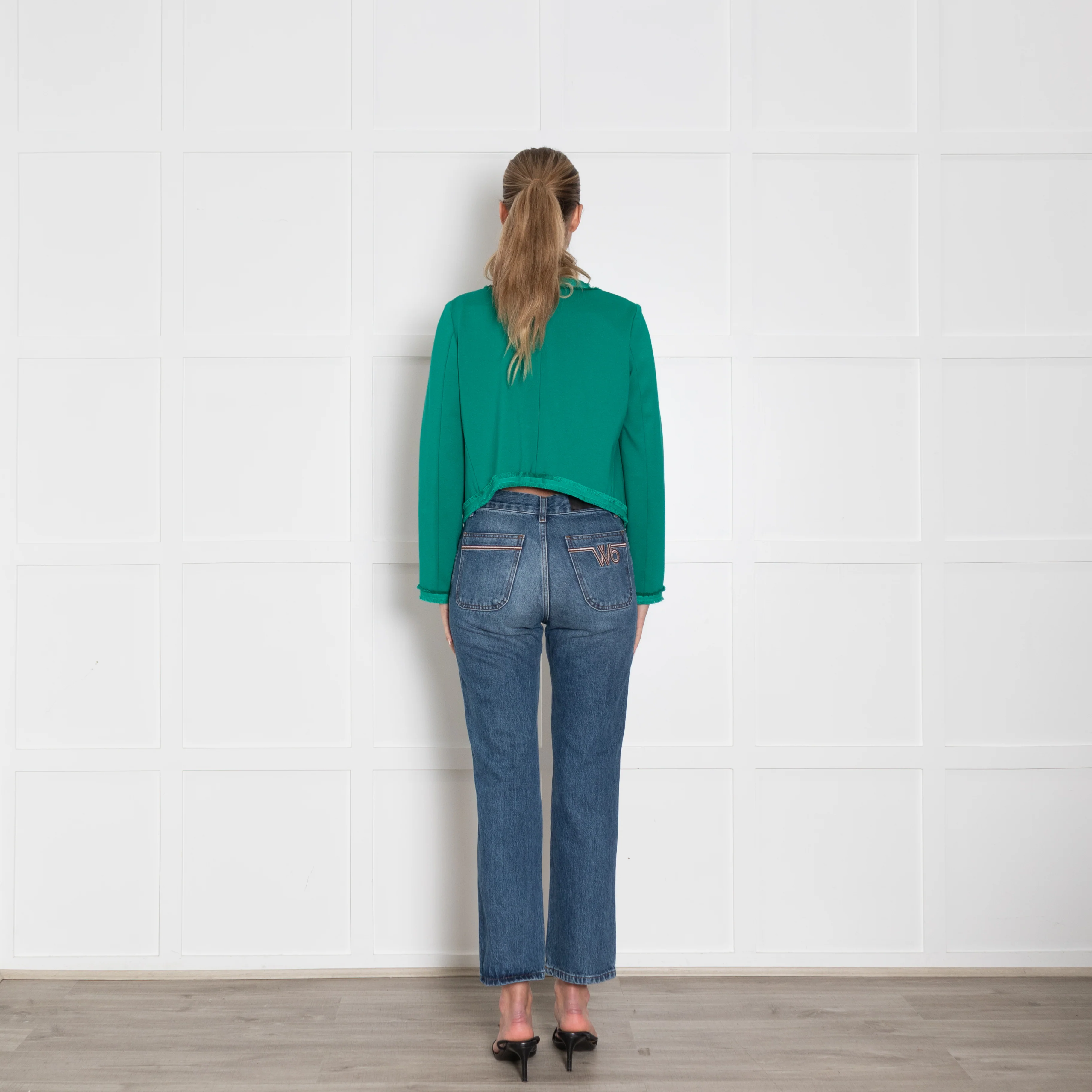 Dorothee Schumacher Green Raw Edge Detail Jacket - Image 5